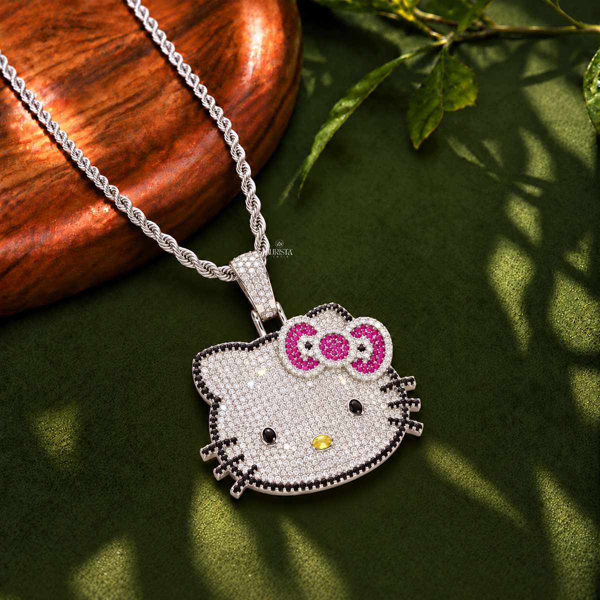Iced Out Kitty Cat Pendant Moissanite in Diamond Silver Hip Hop Jewelry Charm