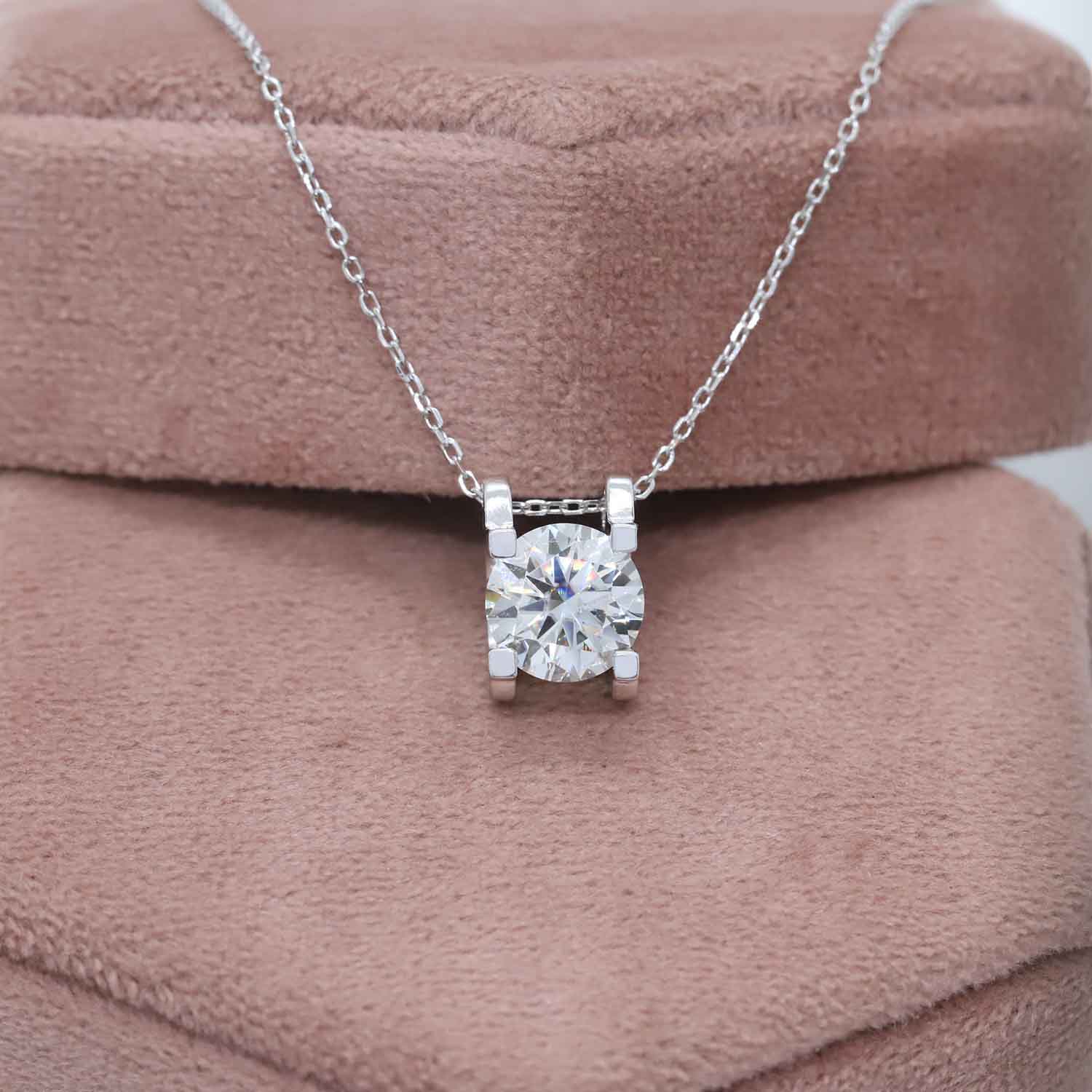 The Heart of White Round Diamond Pendant in White Gold