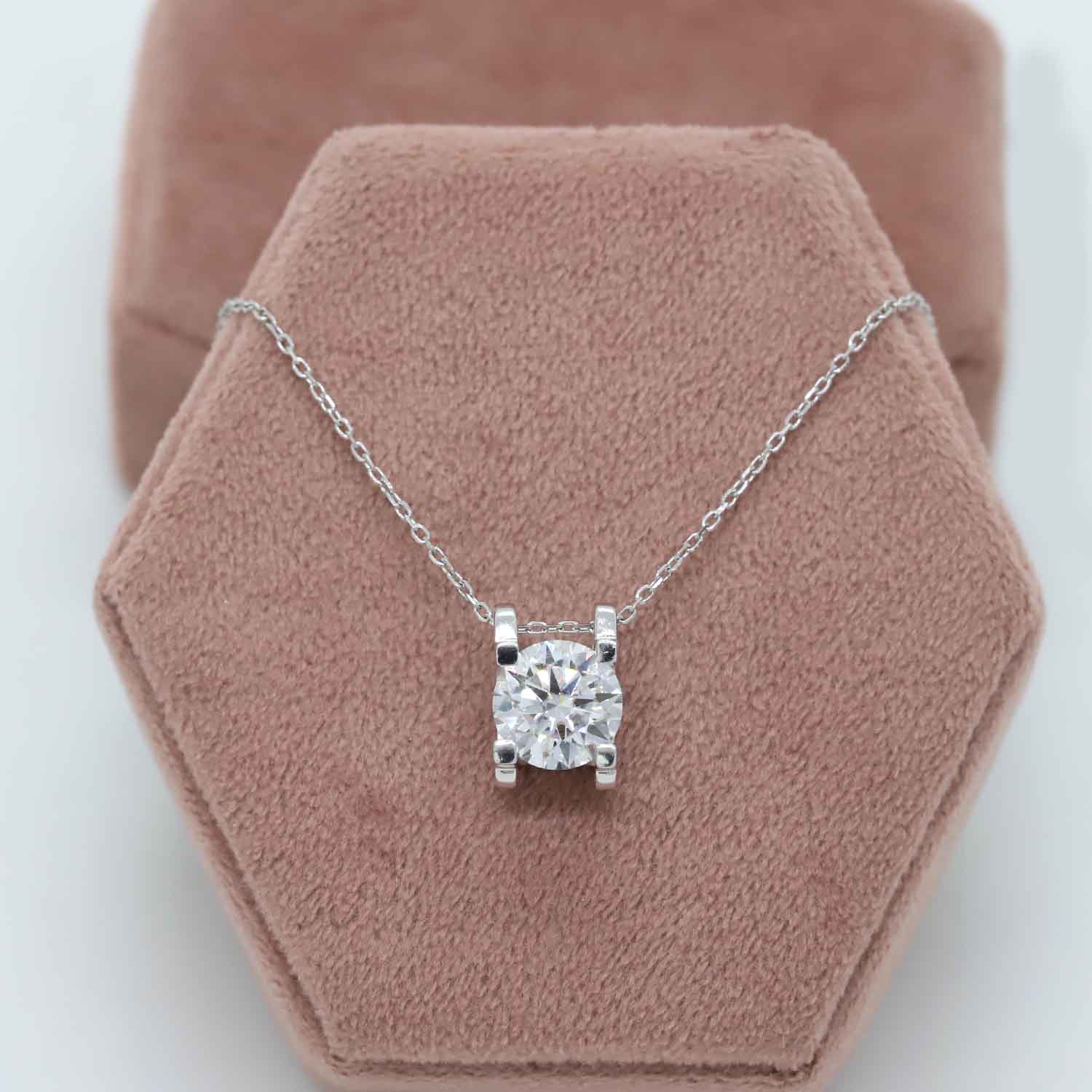 The Heart of White Round Diamond Pendant in White Gold