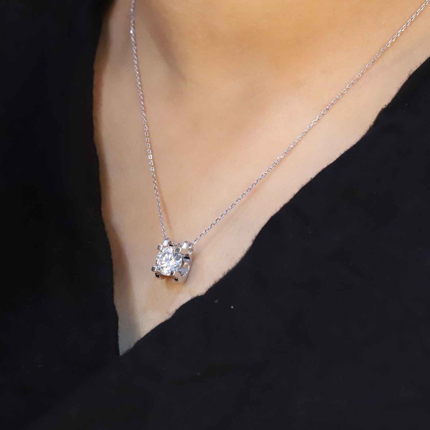 The Heart of White Round Diamond Pendant in White Gold