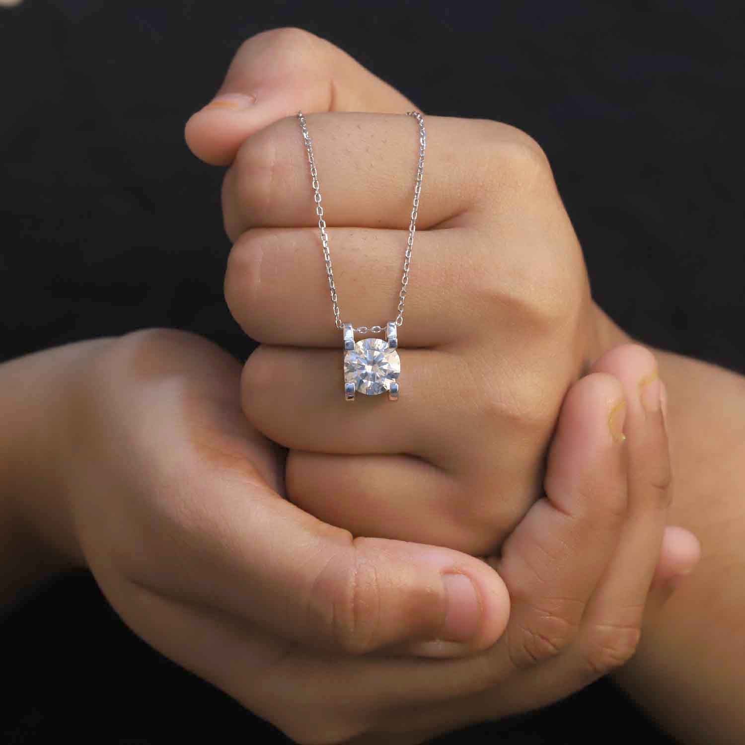 The Heart of White Round Diamond Pendant in White Gold