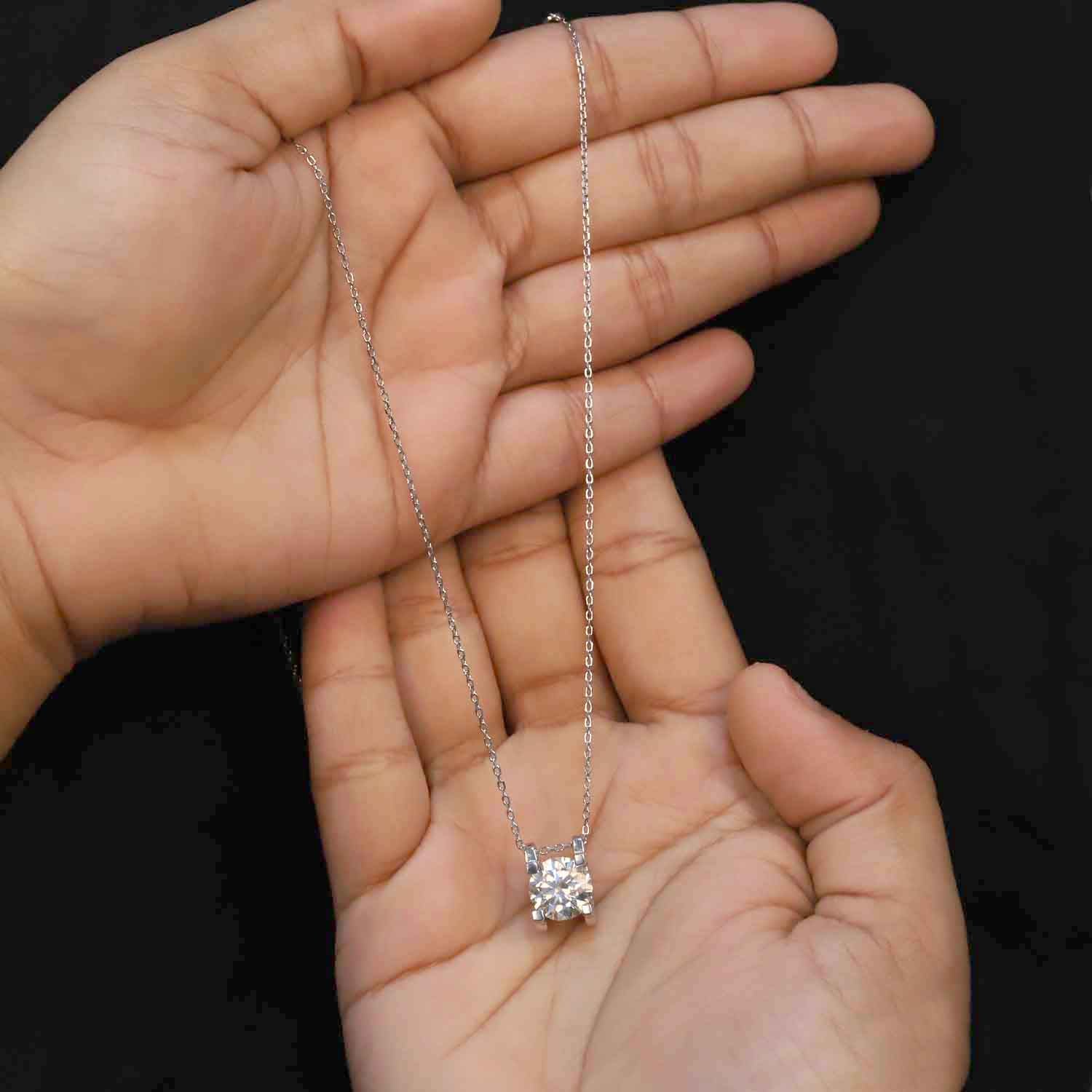 The Heart of White Round Diamond Pendant in White Gold