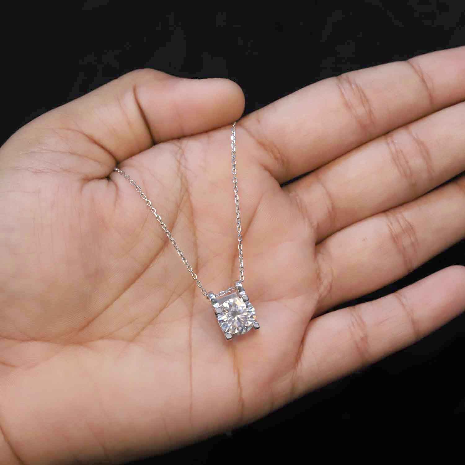 The Heart of White Round Diamond Pendant in White Gold