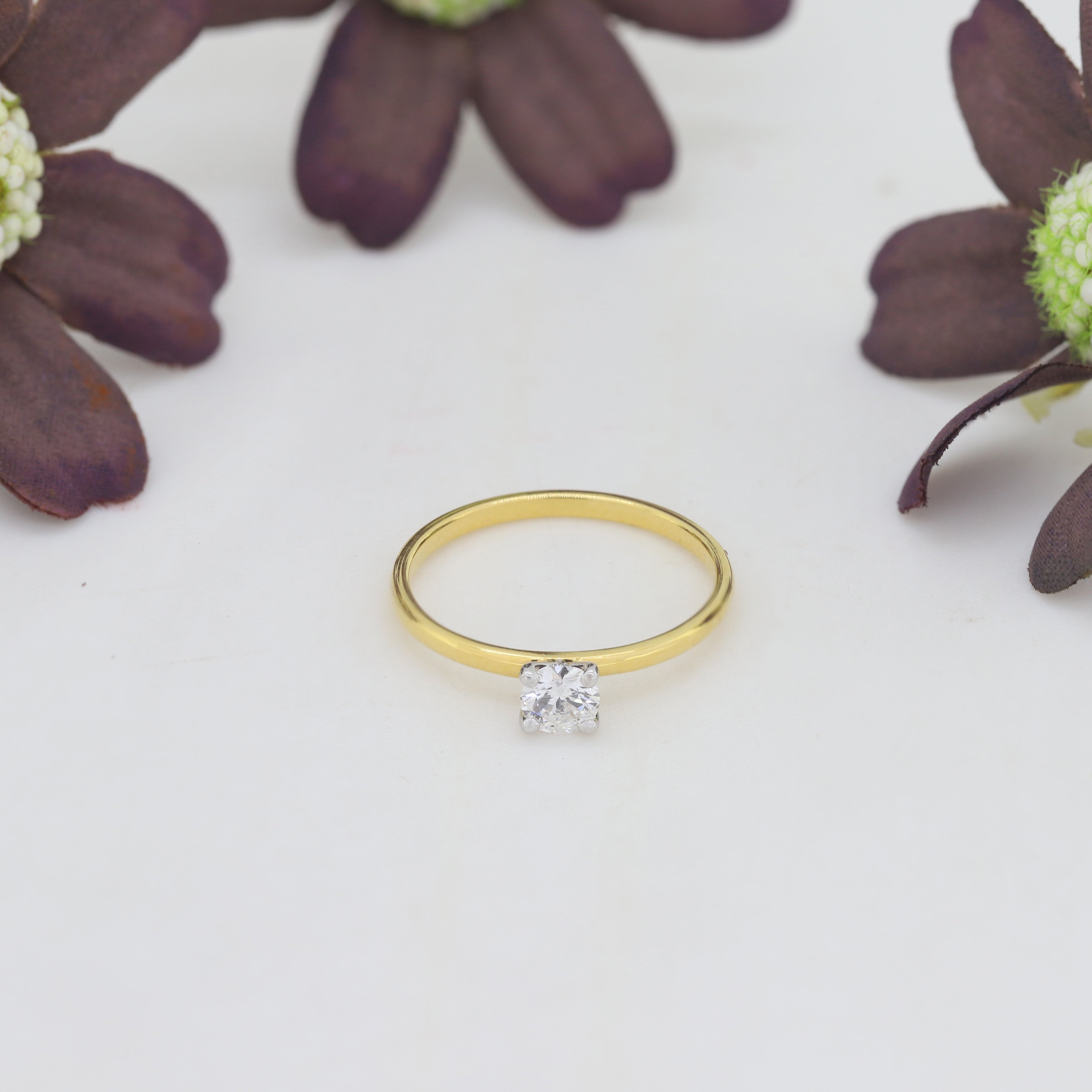 Hold Forever Close- Yellow Gold Ring with Round White Diamond