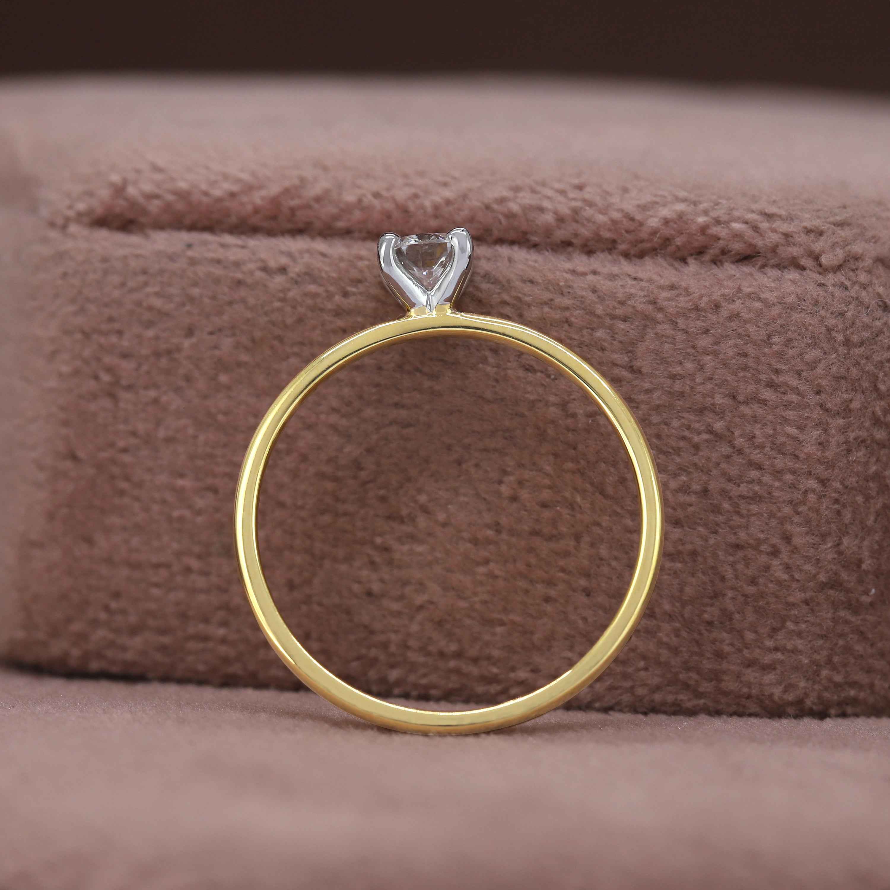 Hold Forever Close- Yellow Gold Ring with Round White Diamond