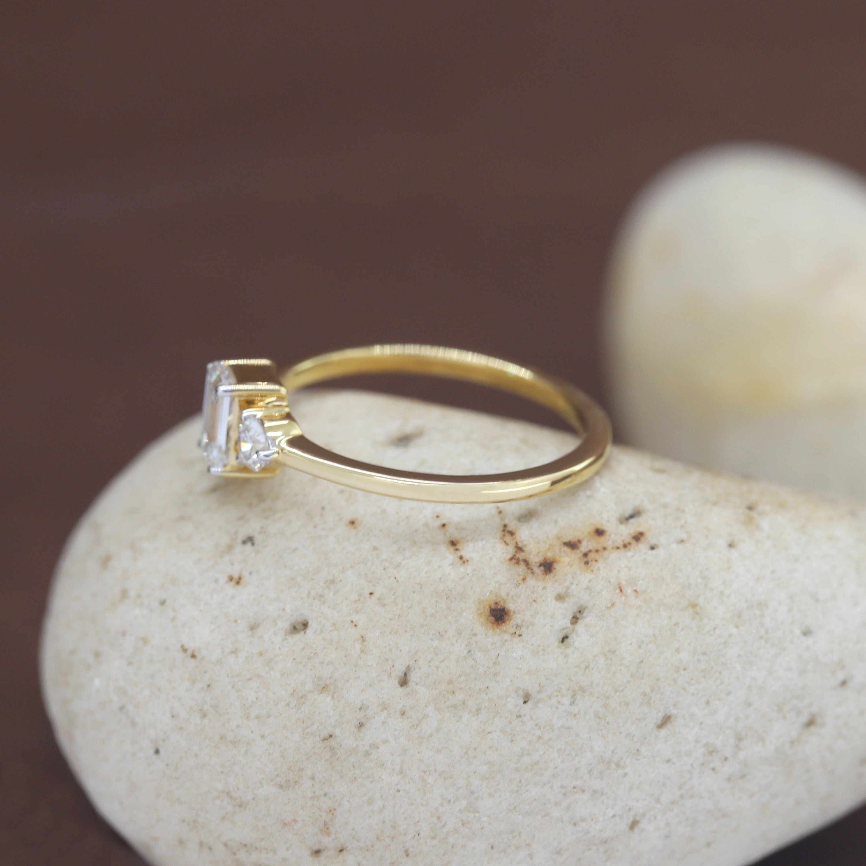 Hold Forever Close- Yellow Gold Band with Emerald White Diamond