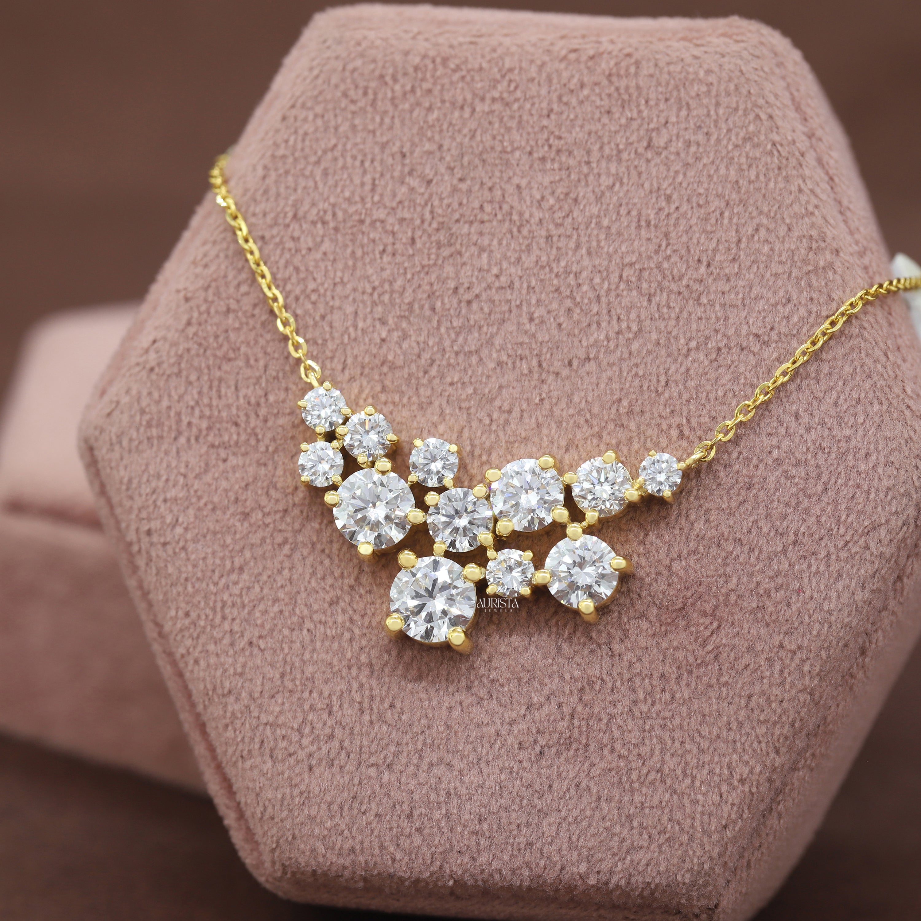 Classic Spark Round Diamond Pendant in Rose Gold