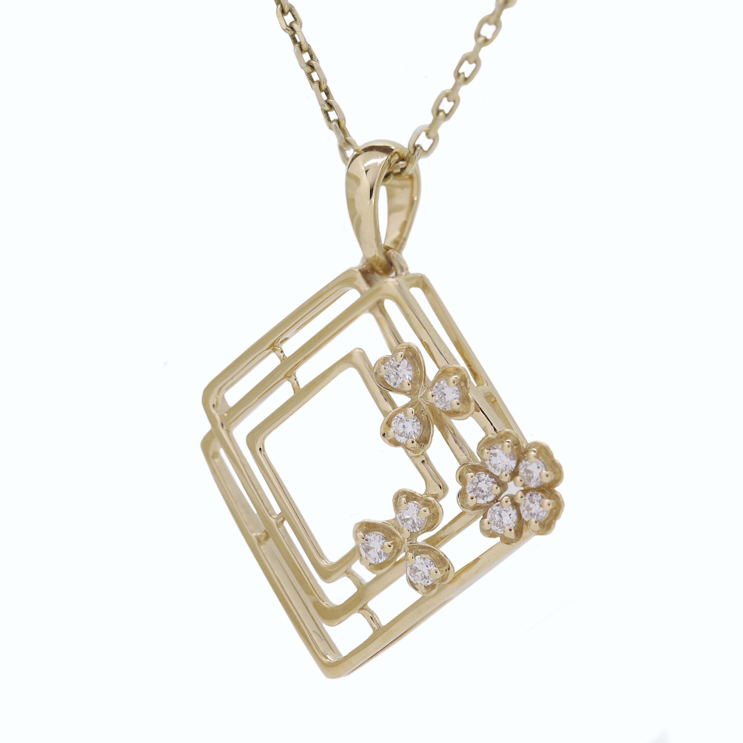 Geometric Floral Fusion – Yellow Gold Diamond Jewelry Set