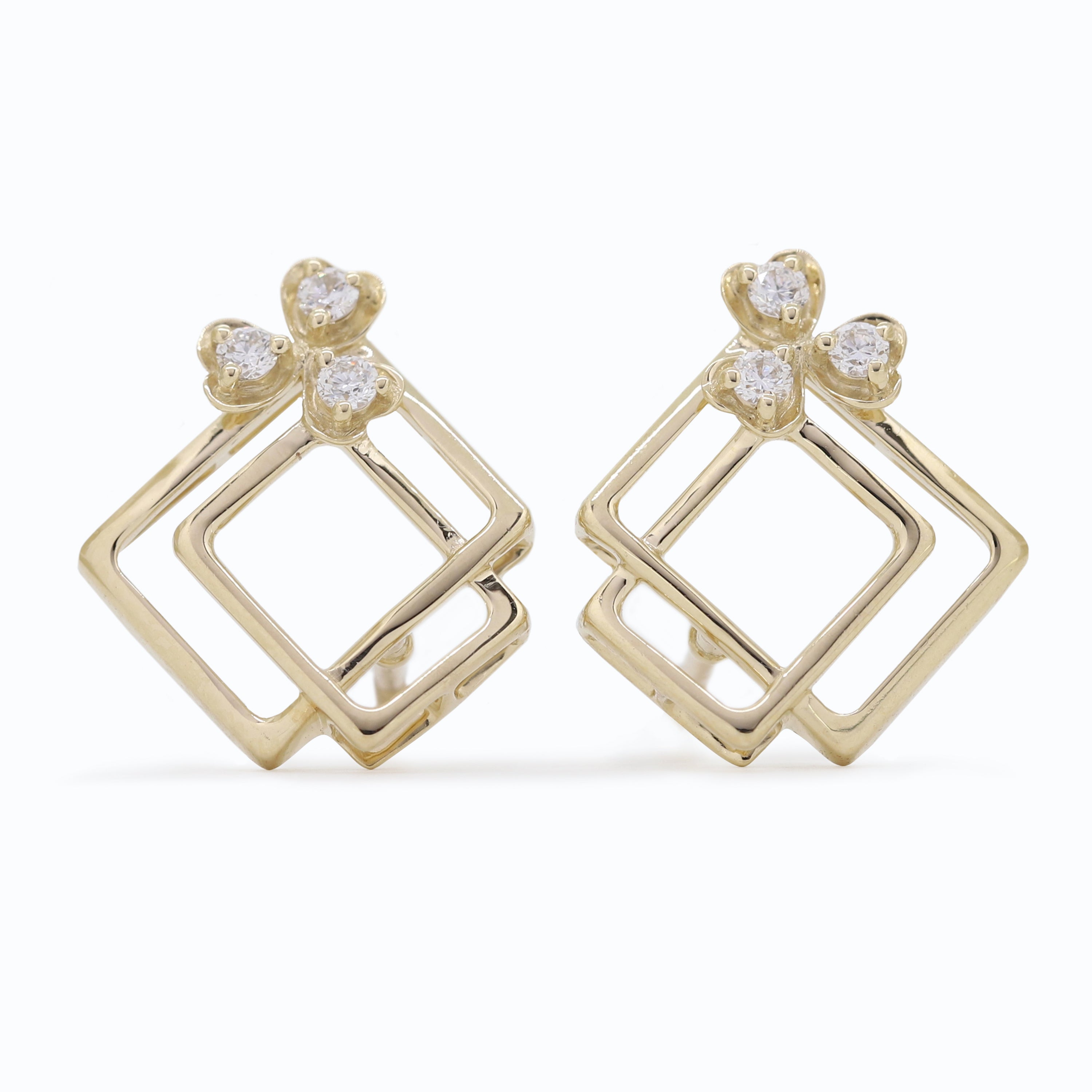 Geometric Floral Fusion – Yellow Gold Diamond Jewelry Set