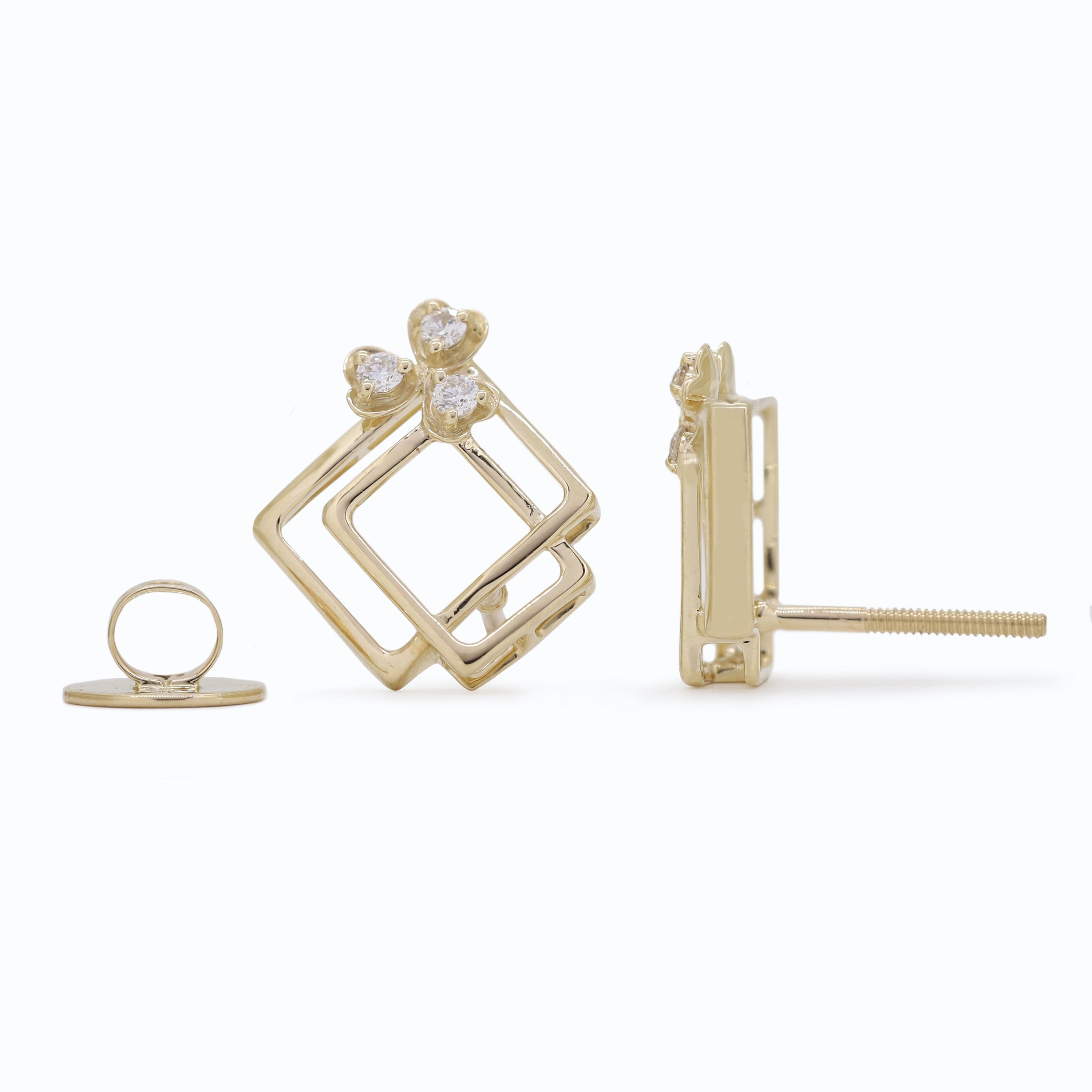 Geometric Floral Fusion – Yellow Gold Diamond Jewelry Set