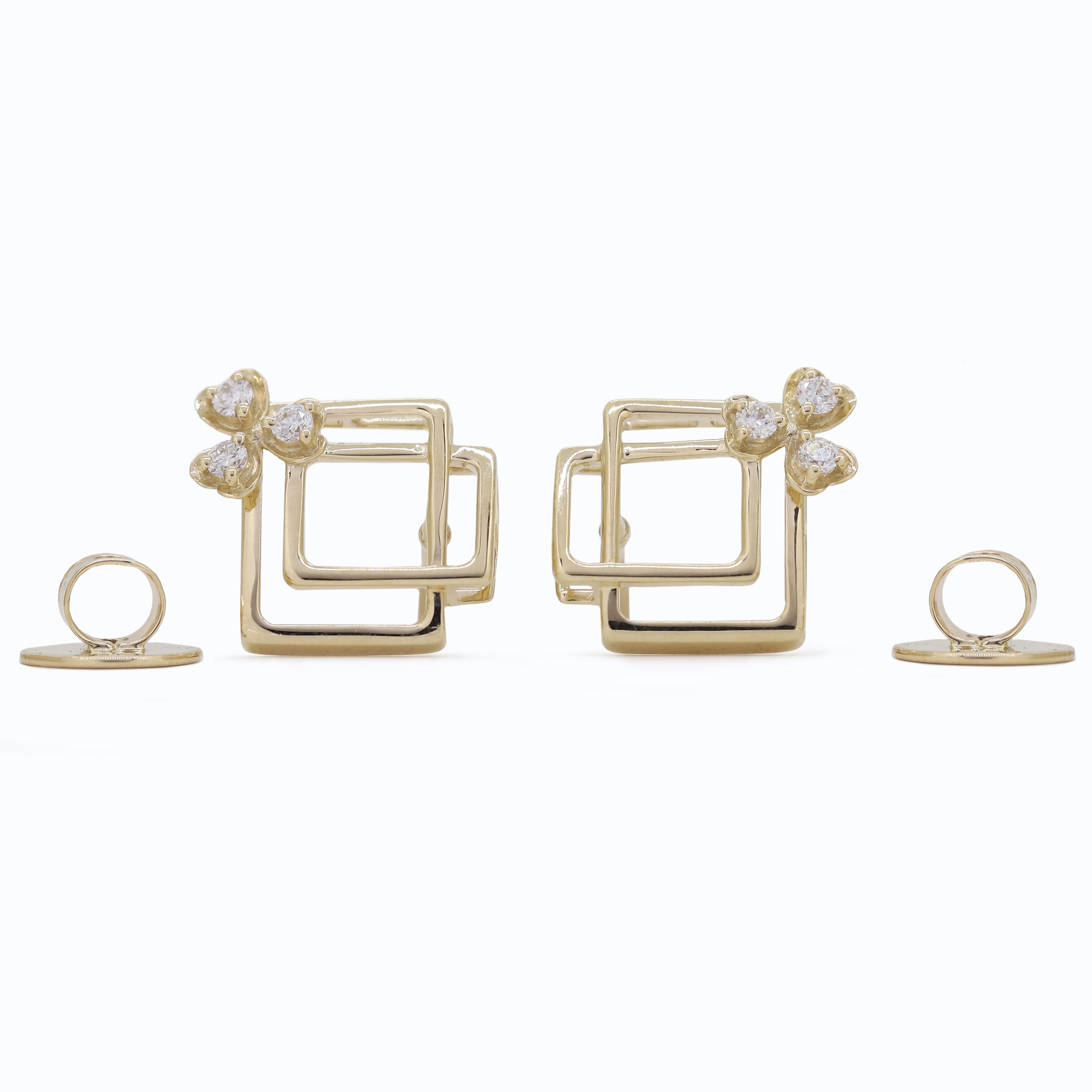 Geometric Floral Fusion – Yellow Gold Diamond Jewelry Set