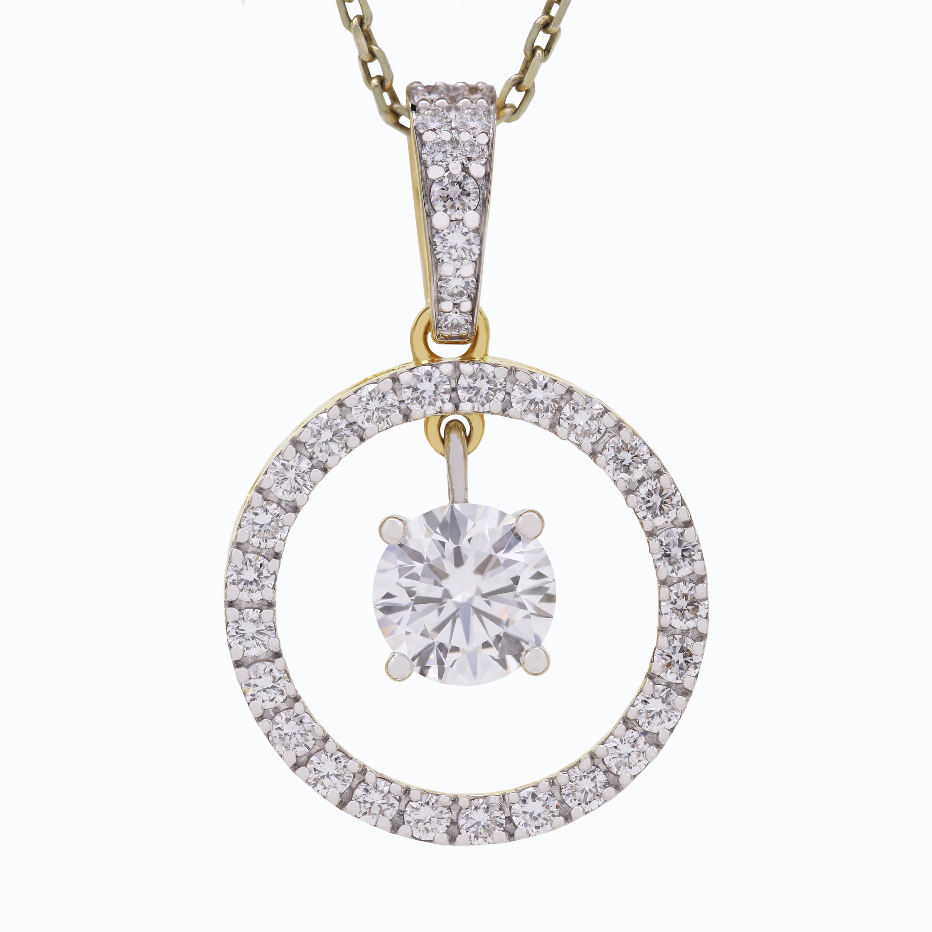 Celestial Glow Solitaire Diamond Pendant in Yellow Gold