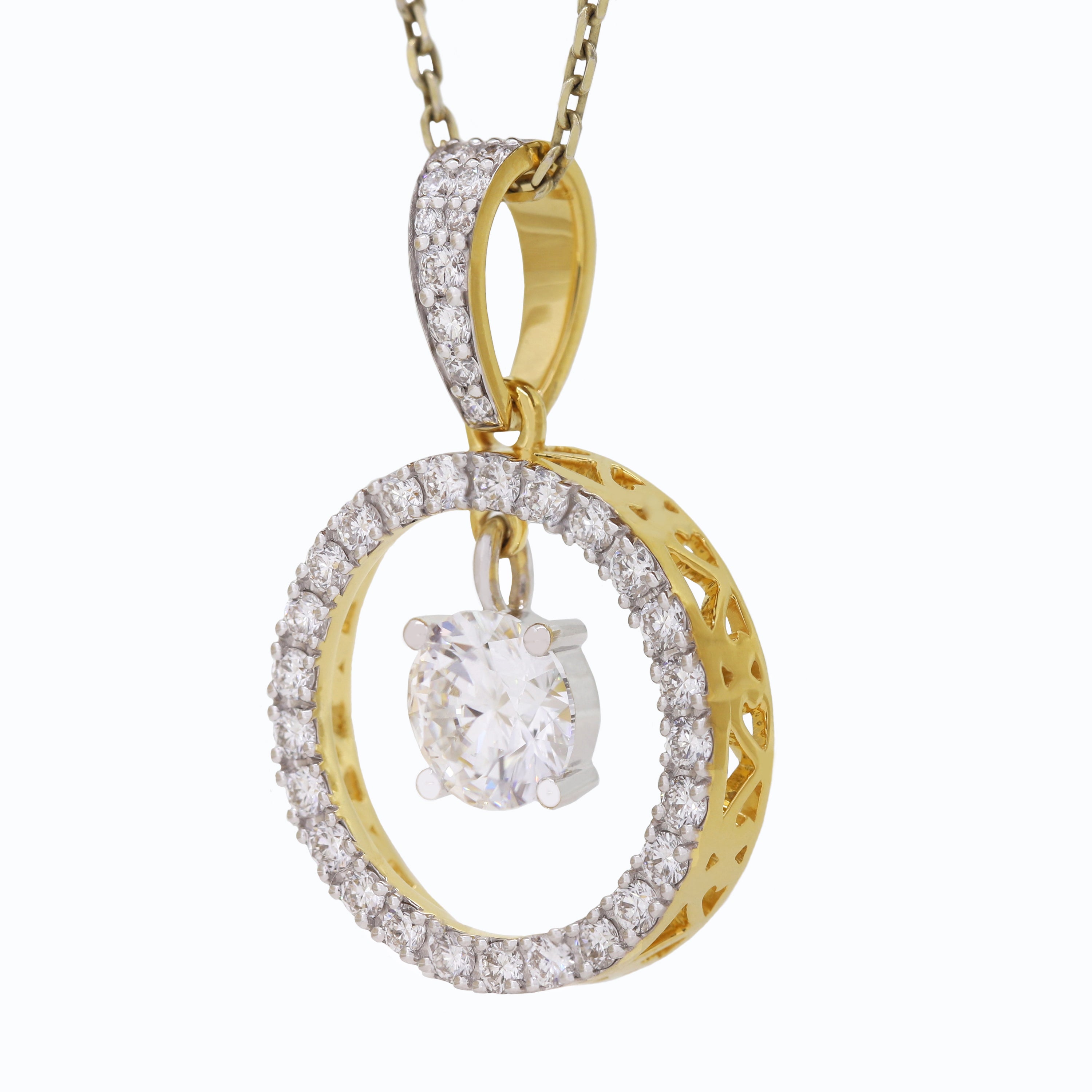 Celestial Glow Solitaire Diamond Pendant in Yellow Gold