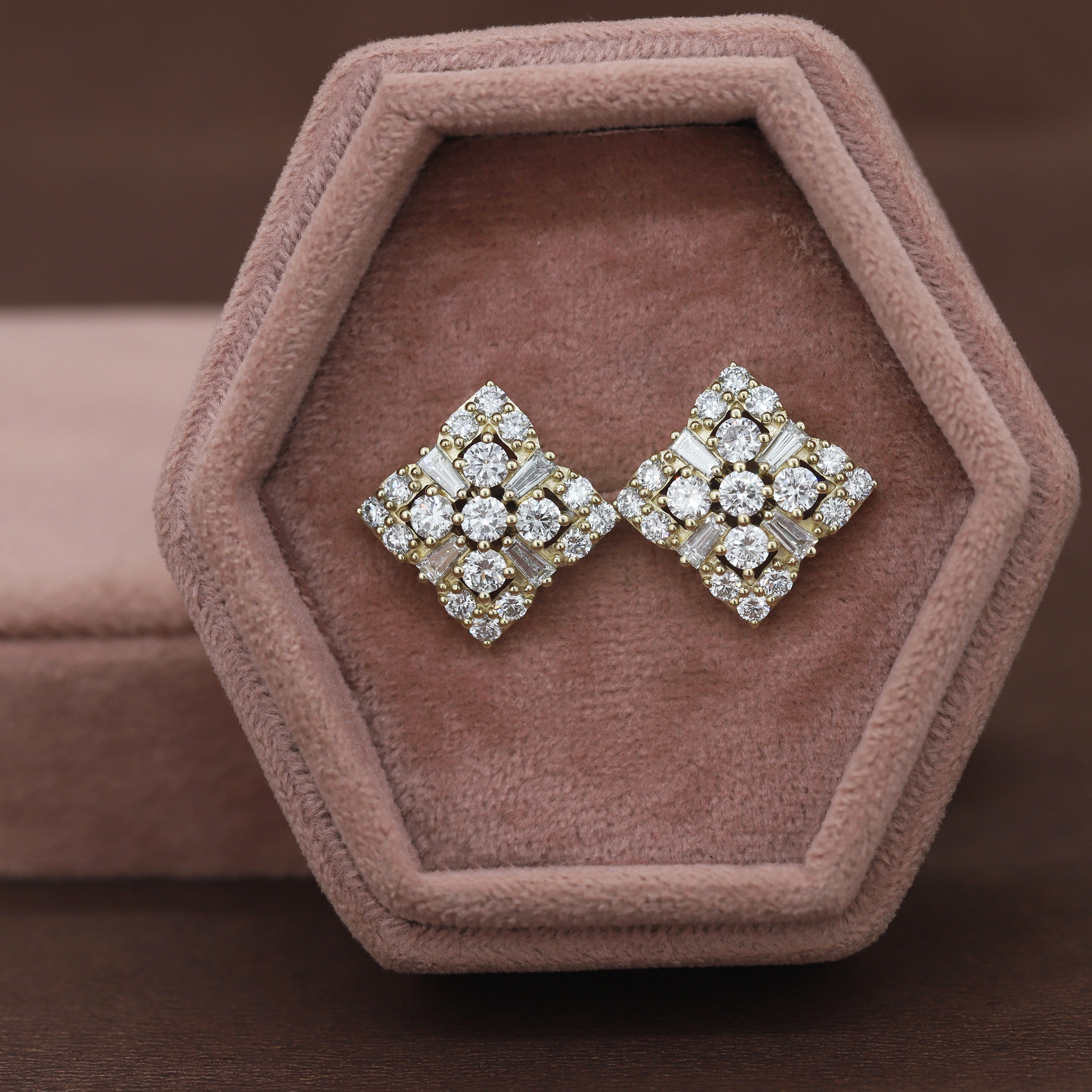 Pure Elegance – Yellow Gold Diamond Earrings