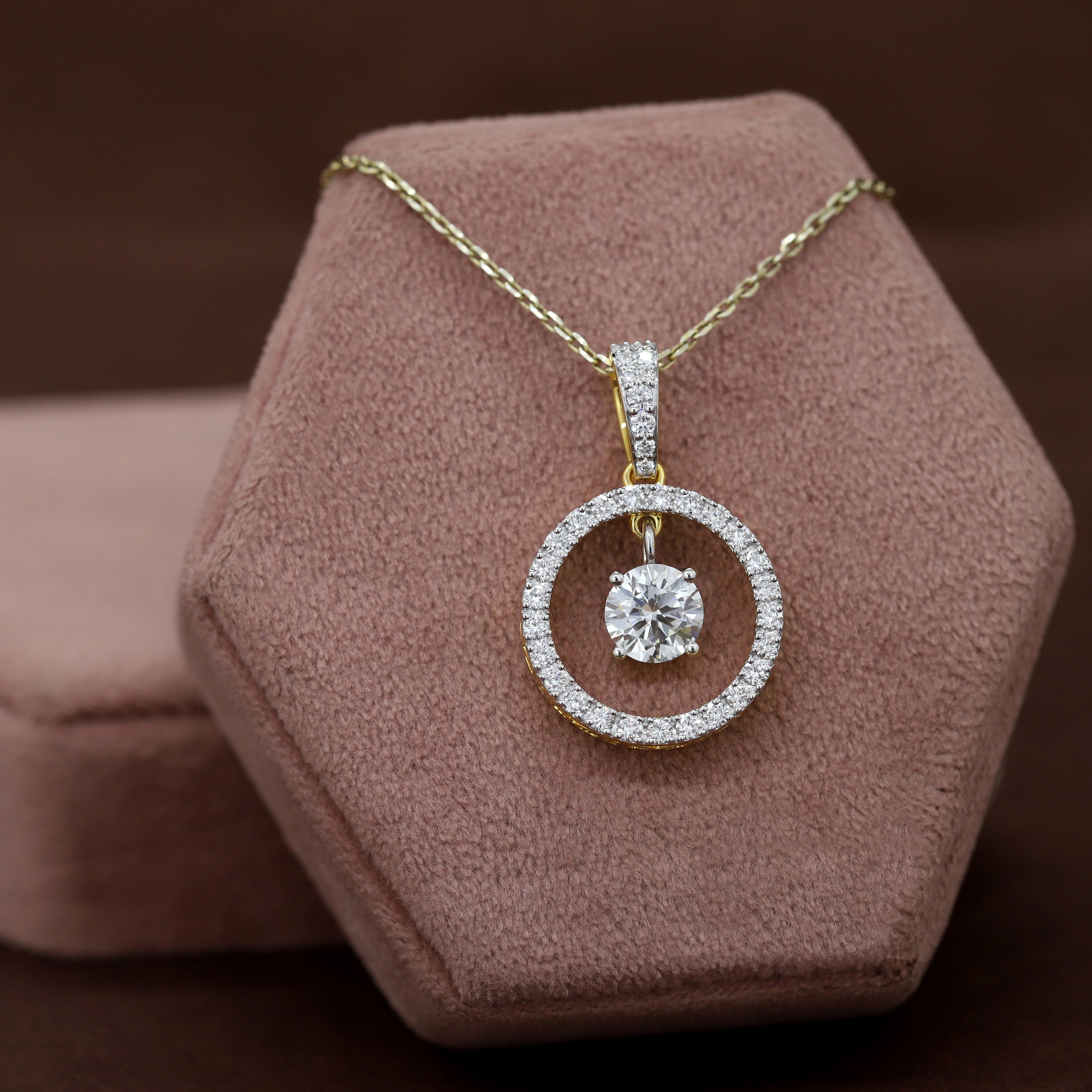 Celestial Glow Solitaire Diamond Pendant in Yellow Gold
