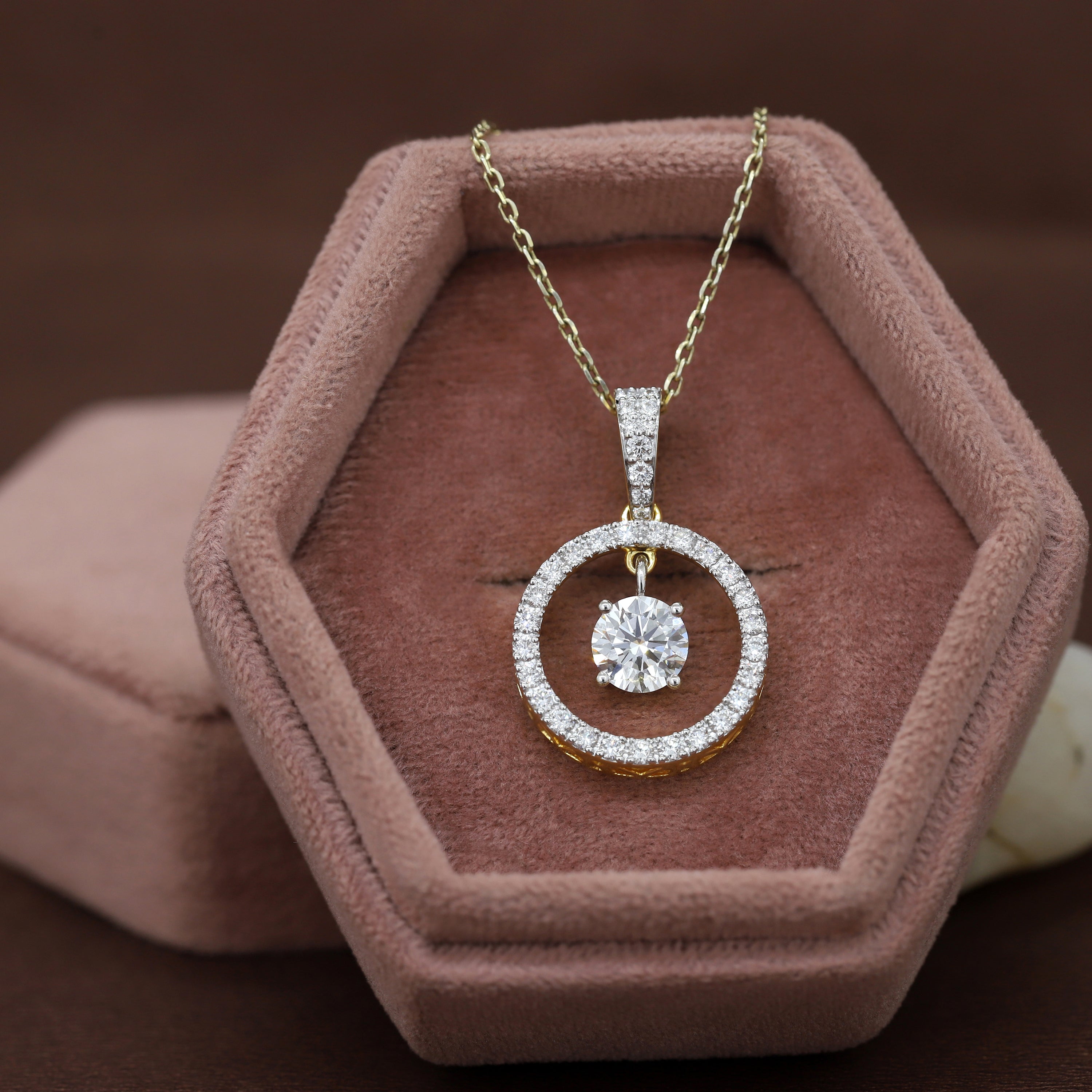 Celestial Glow Solitaire Diamond Pendant in Yellow Gold