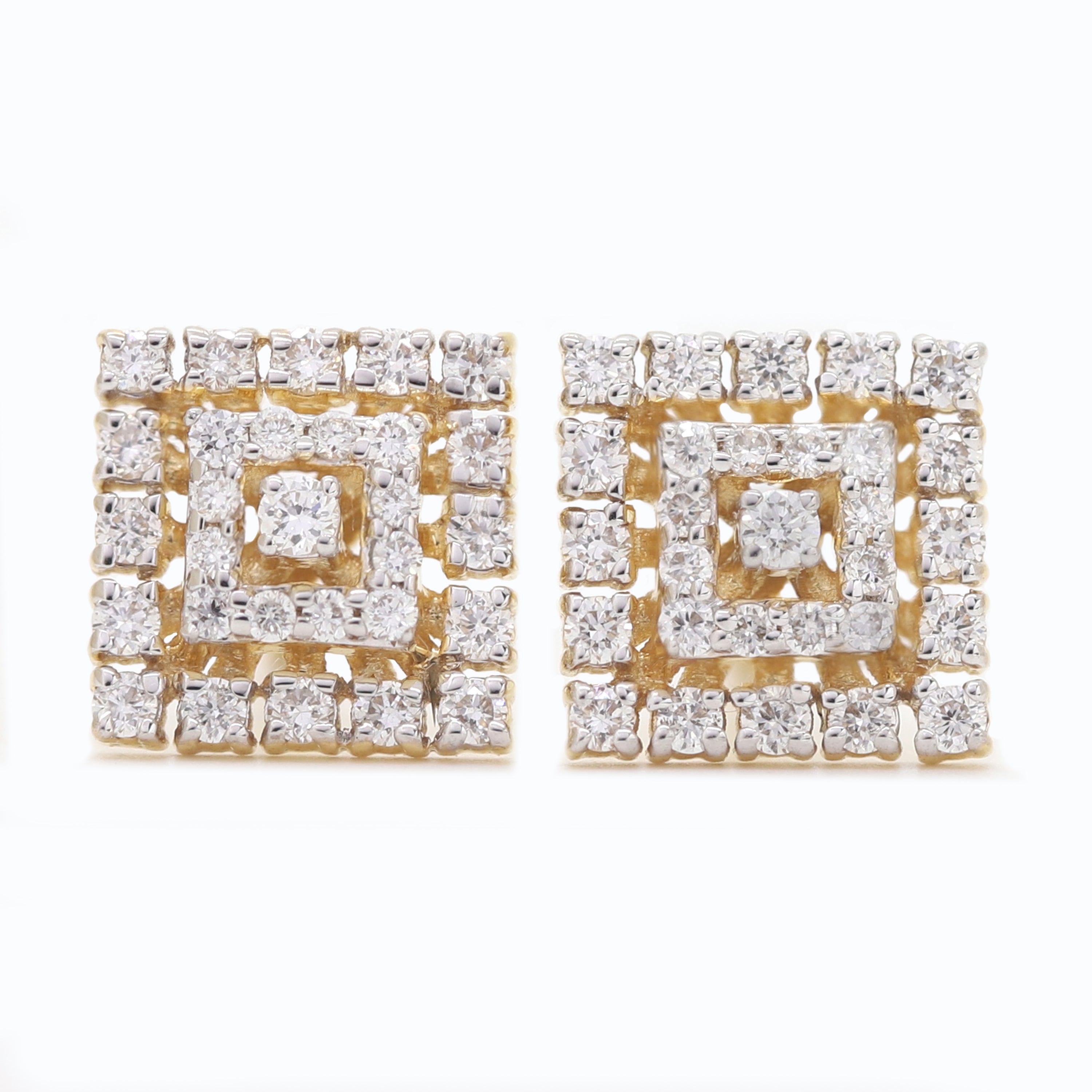 Golden Bloom Round Diamond Pendant with Earrings Set