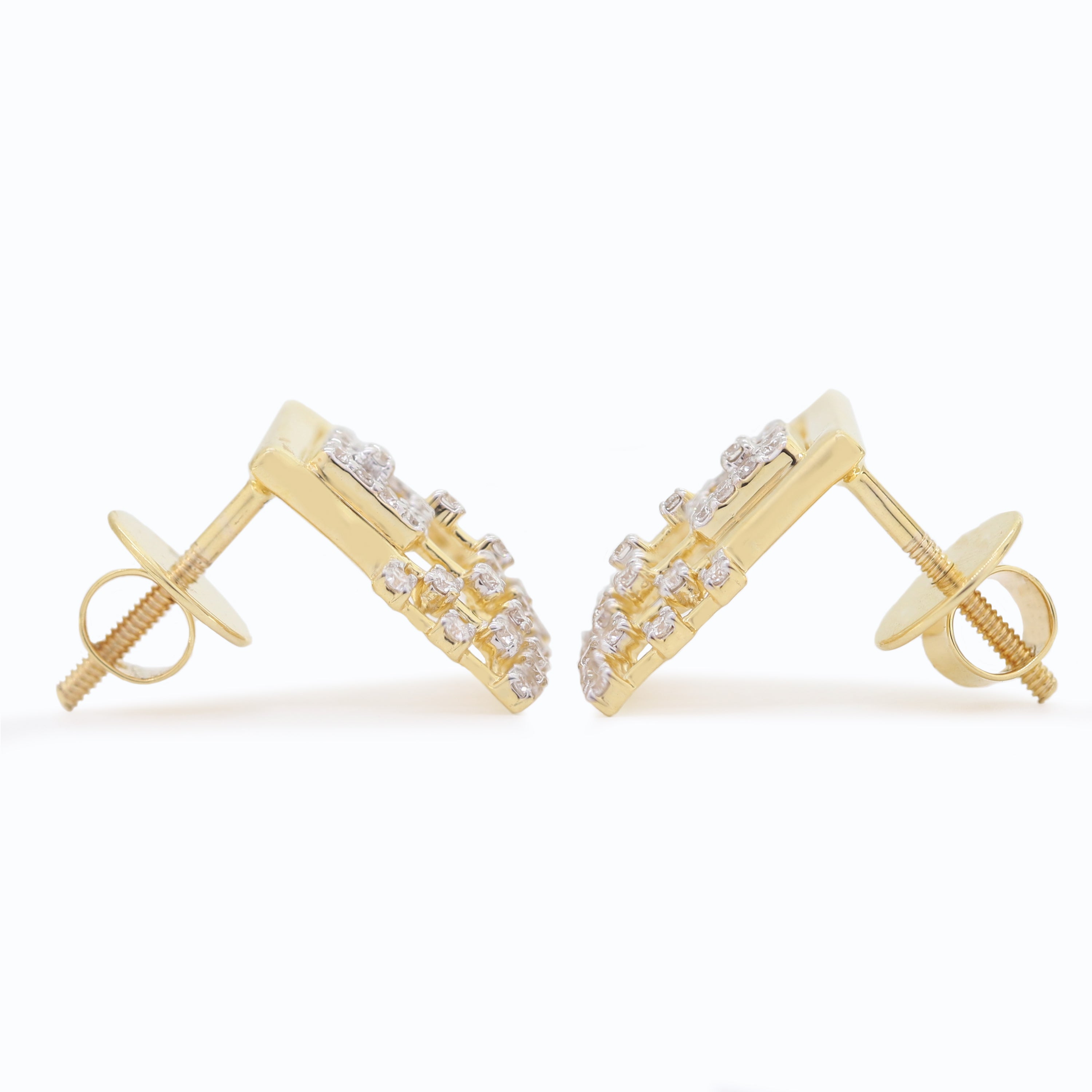 Geometric Floral Fusion – Yellow Gold Round Diamond Jewelry Set