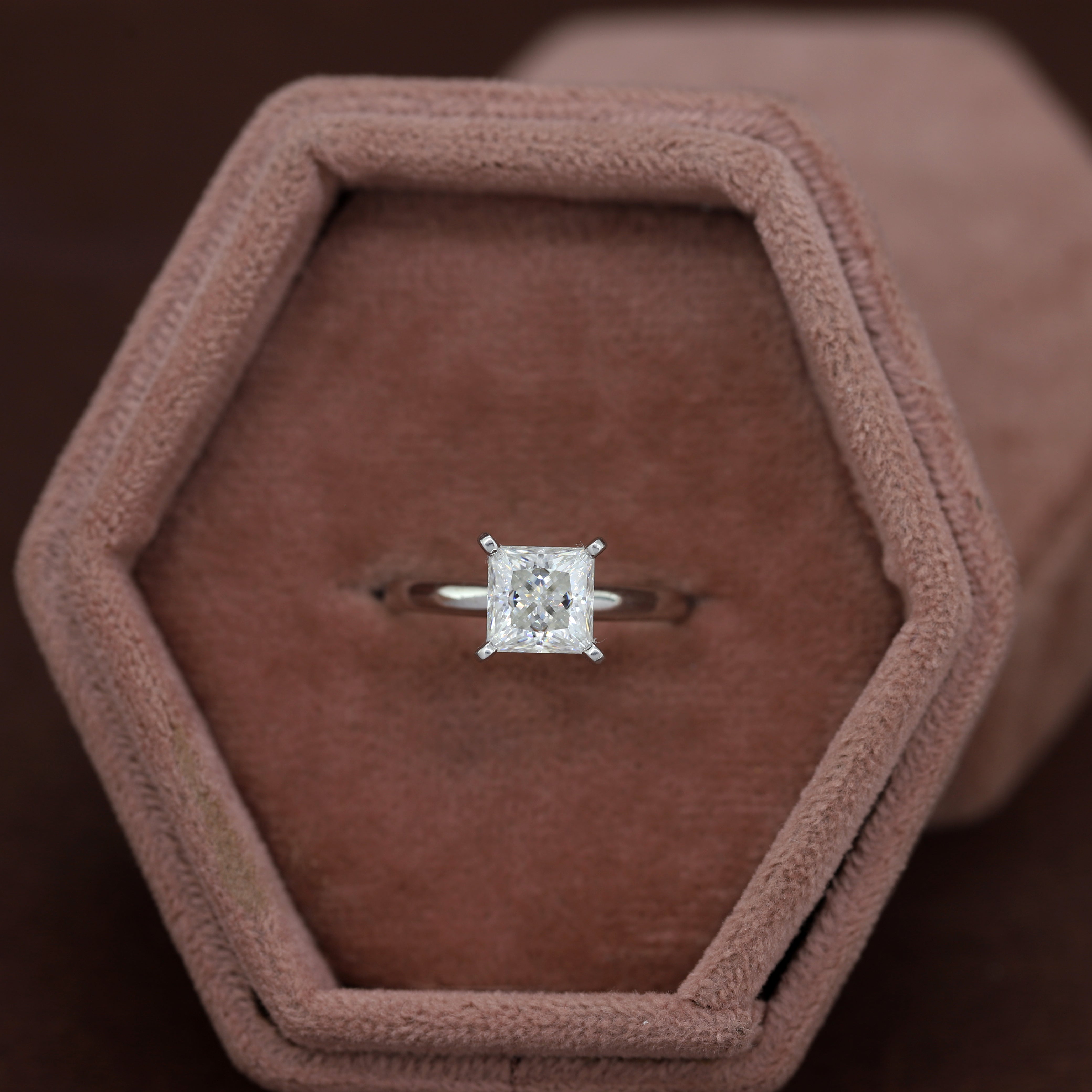 A Spark of Forever – Square White Gold Diamond Ring
