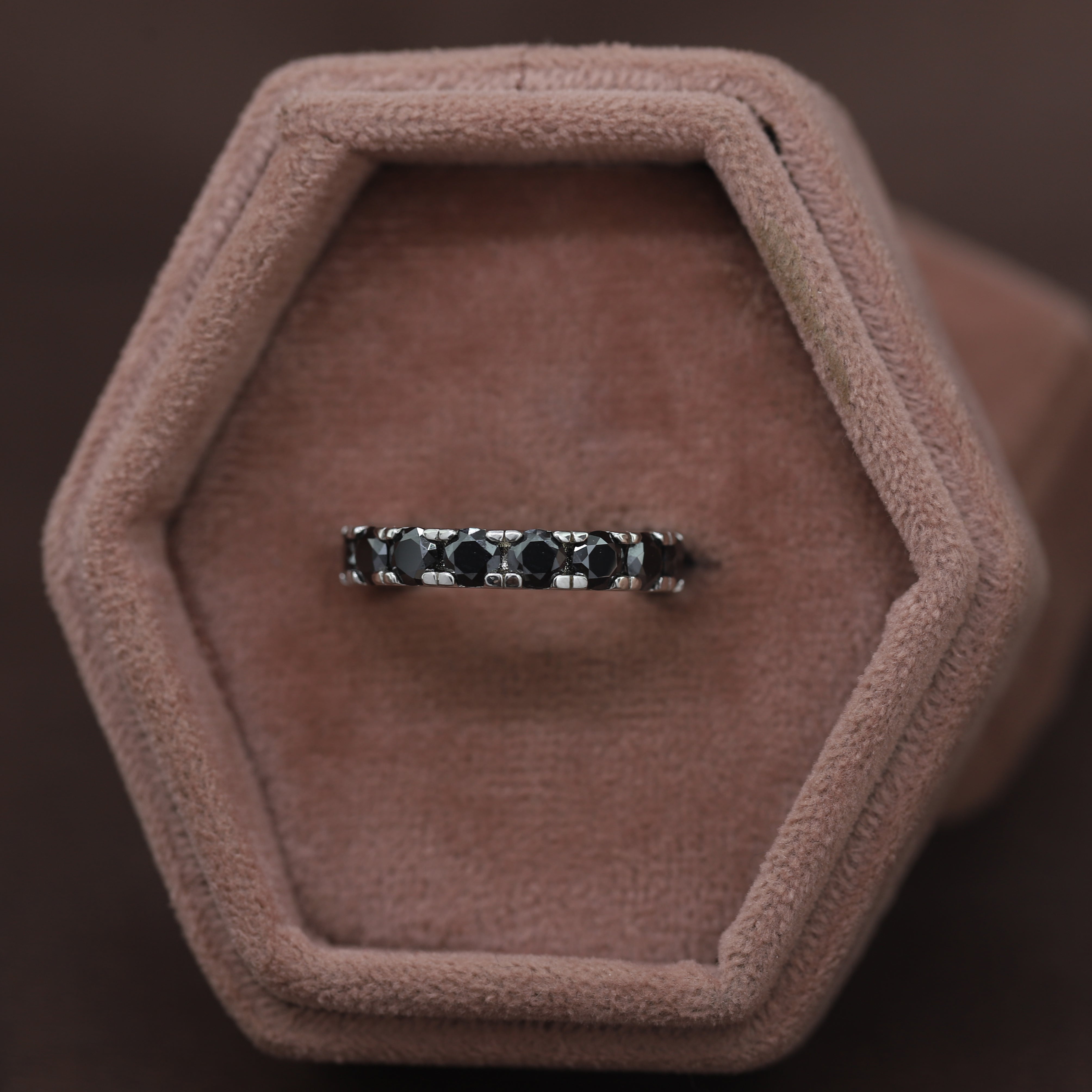 Ever After Shine- White Gold Band with Round Black Diamond