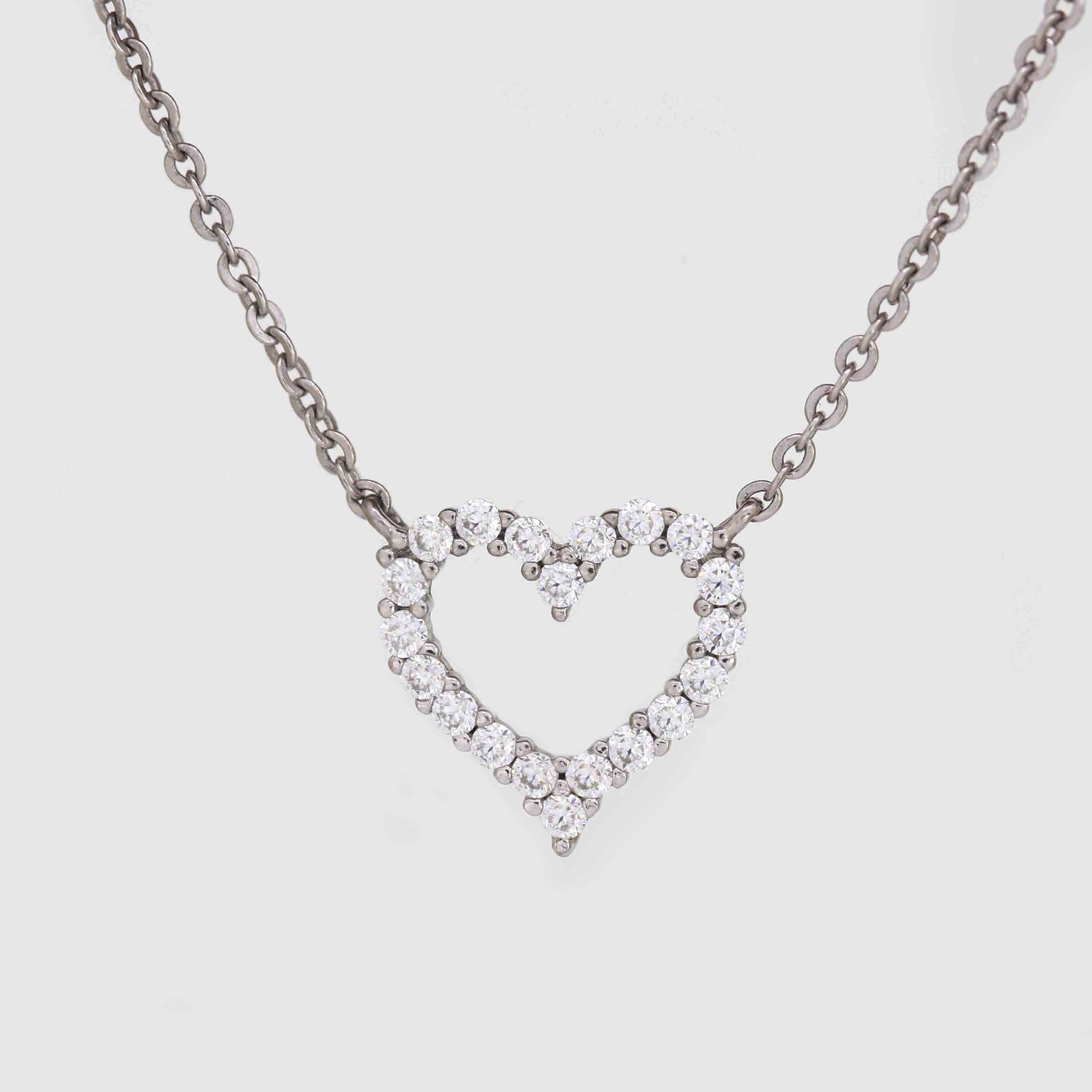The Heart of Round Diamond Pendant in White Gold