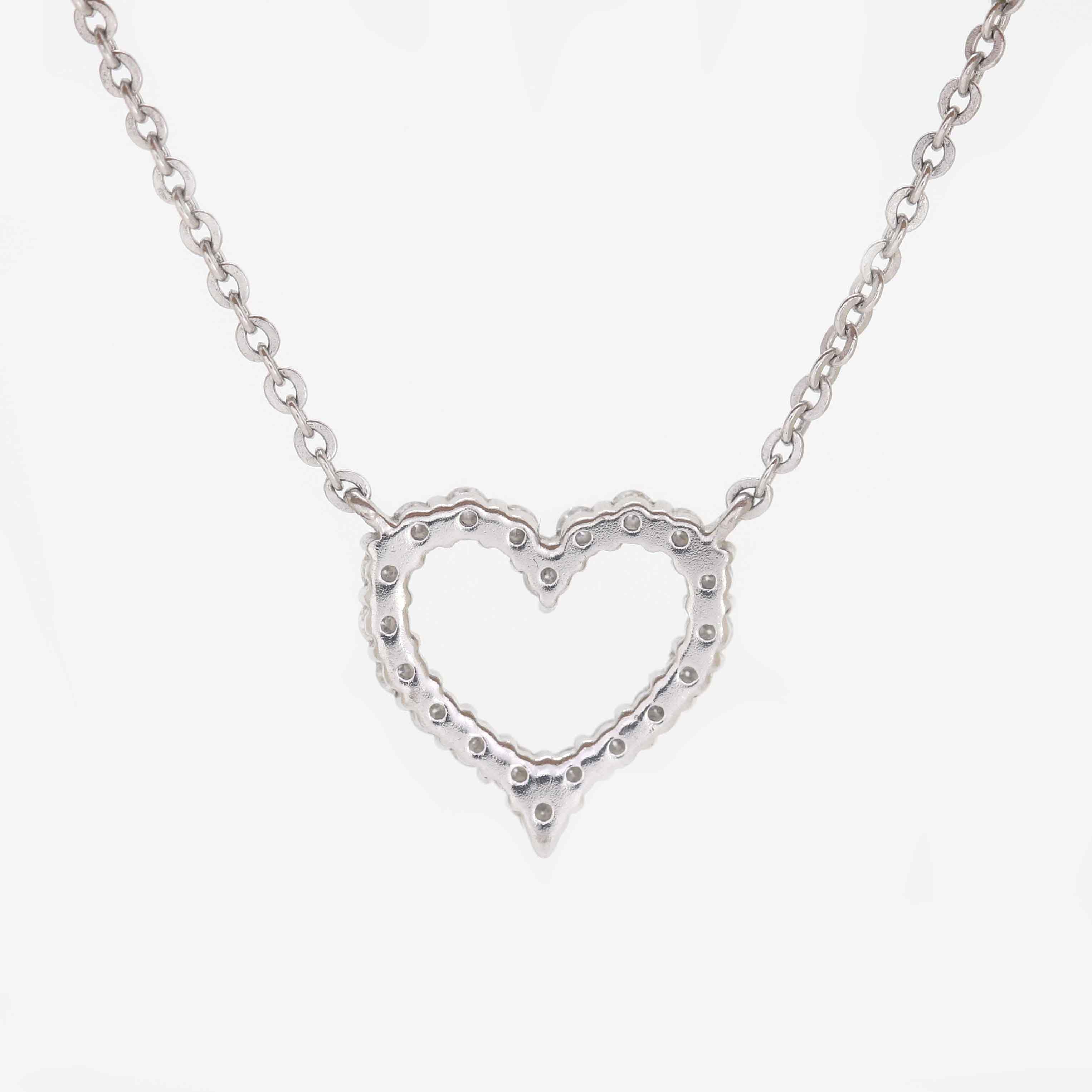 The Heart of Round Diamond Pendant in White Gold