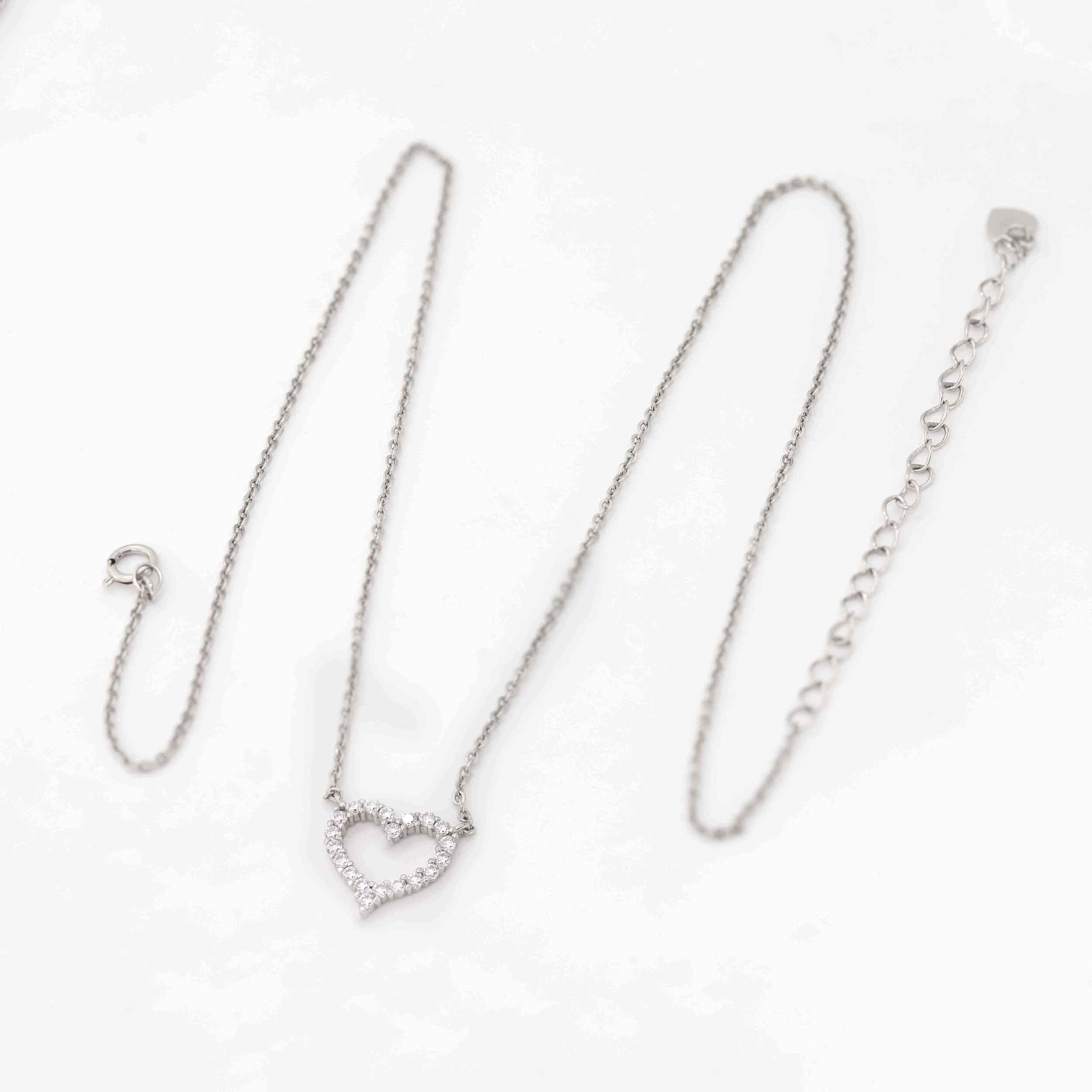 The Heart of Round Diamond Pendant in White Gold