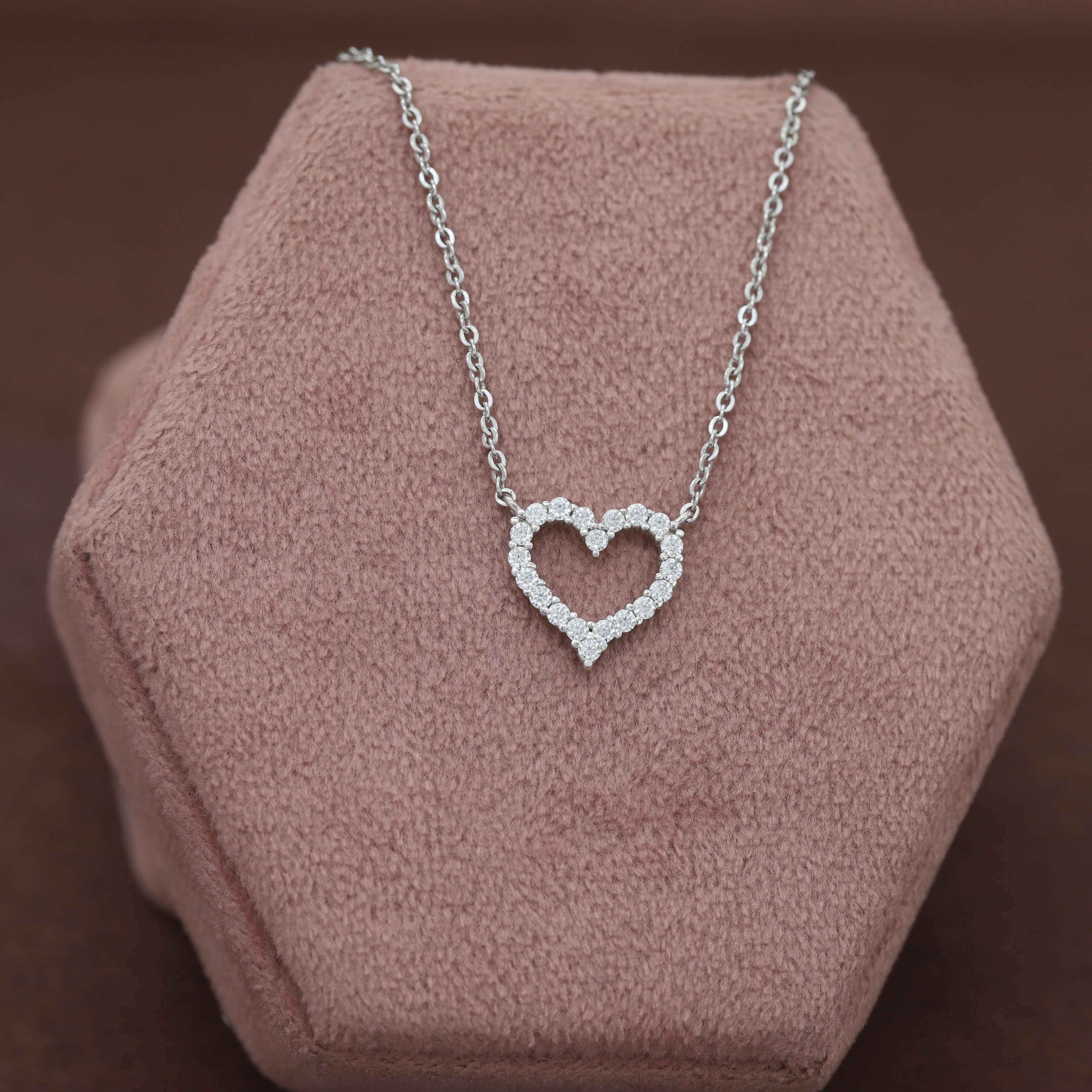 The Heart of Round Diamond Pendant in White Gold