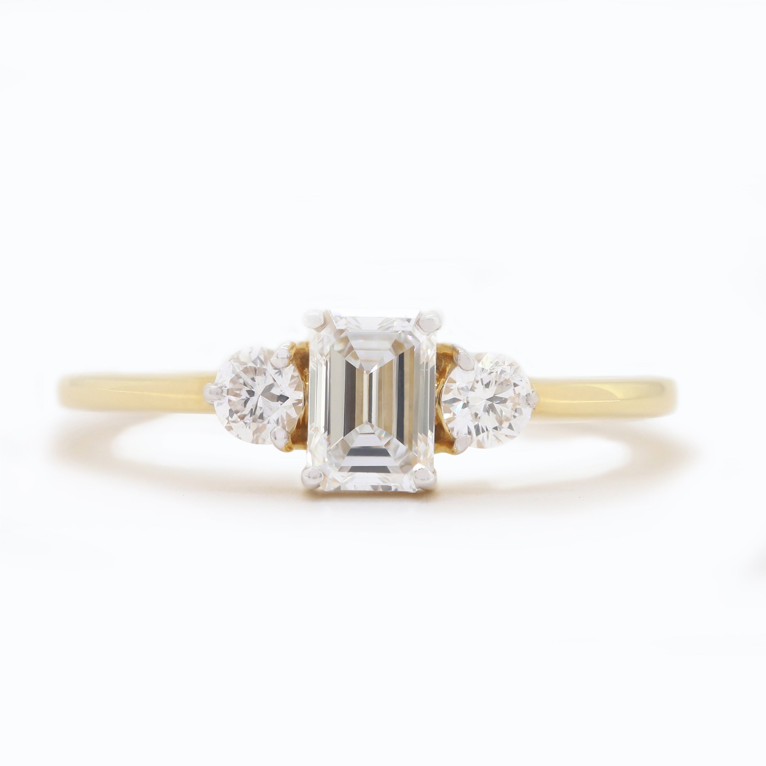 Hold Forever Close- Yellow Gold Band with Emerald White Diamond