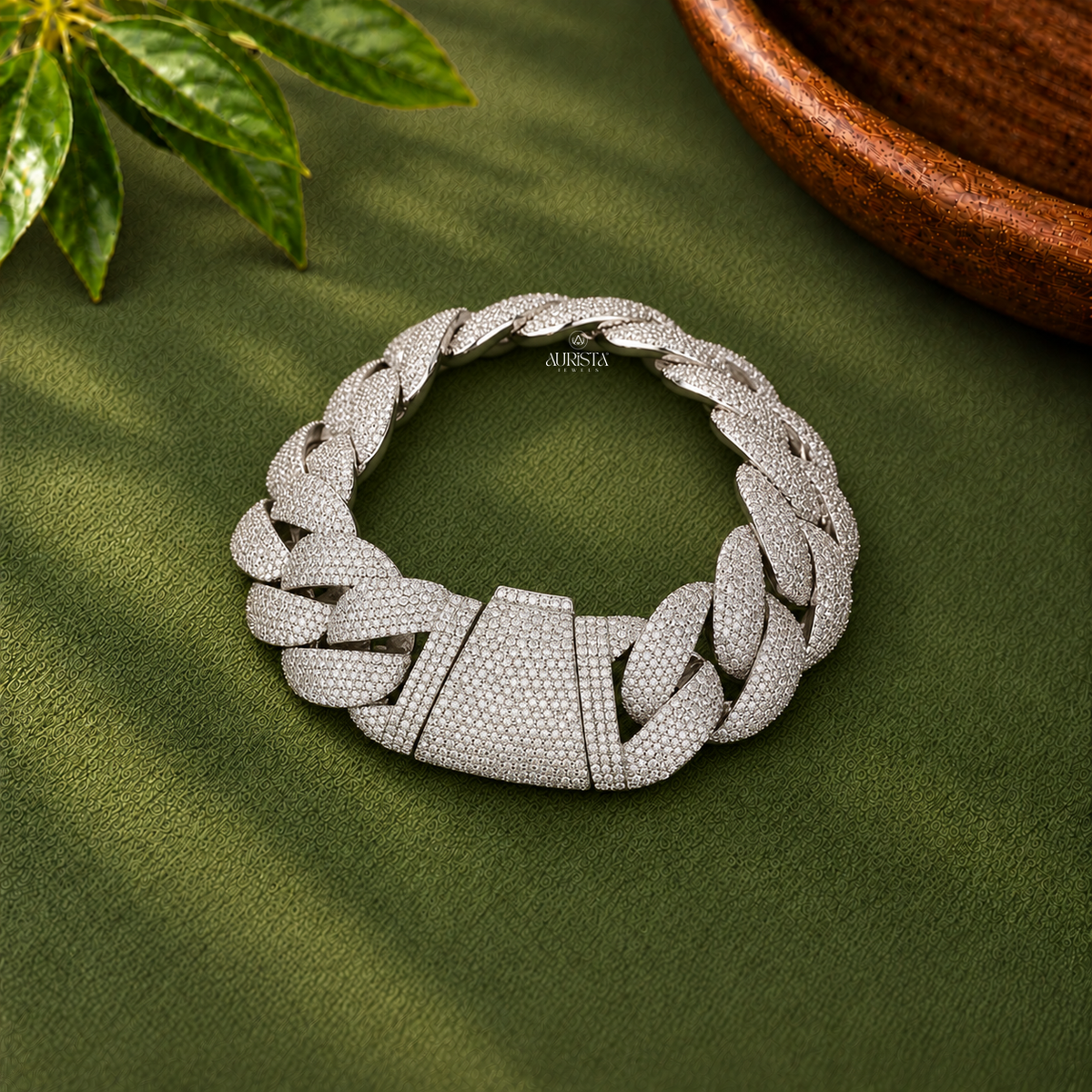 Heavy Pave Miami Cuban Chain Bracelet Moissanite in Diamond Luxury Link Band
