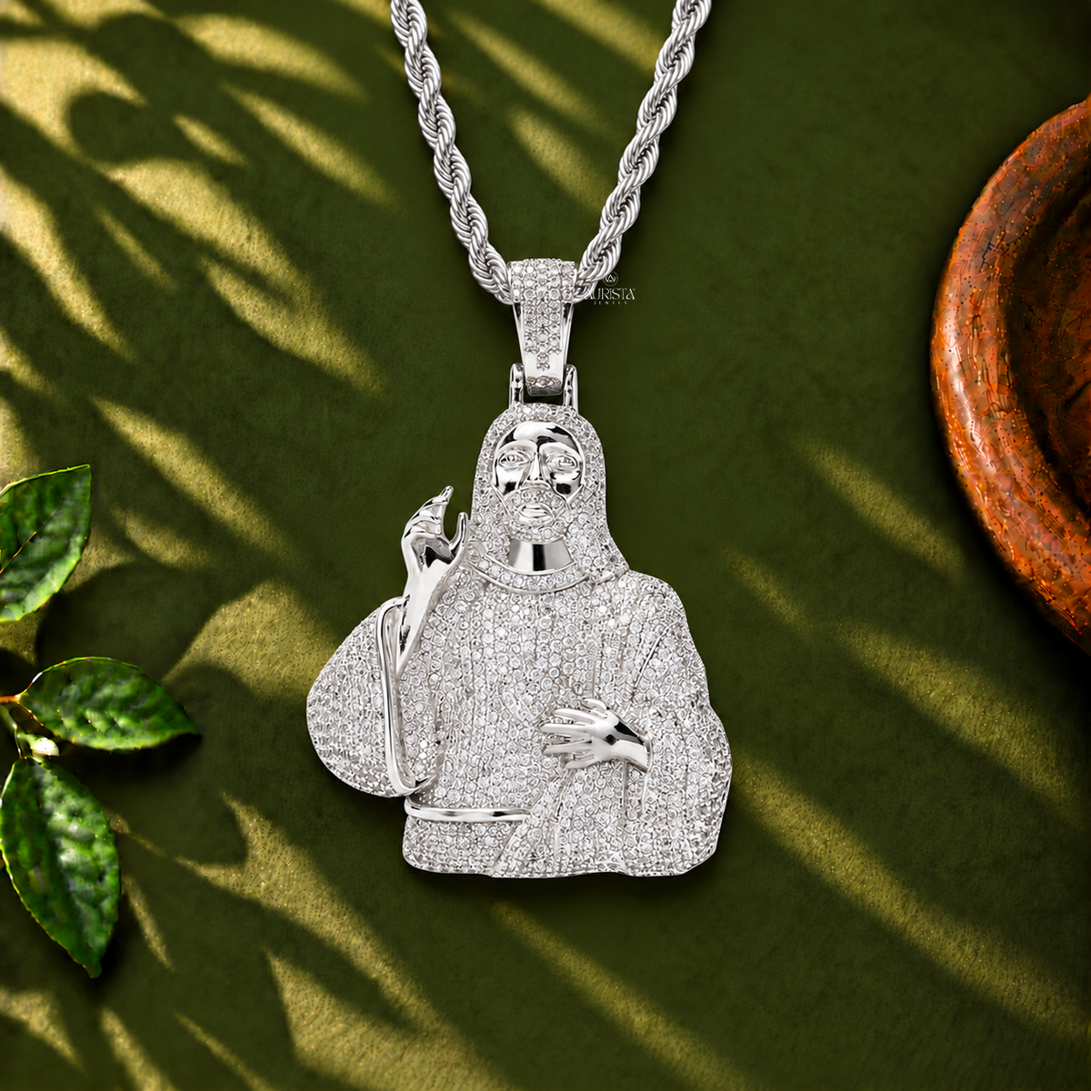 Blessing Saint Pendant Moissanite in Diamond Silver Hip Hop Fine Jewelry Charm
