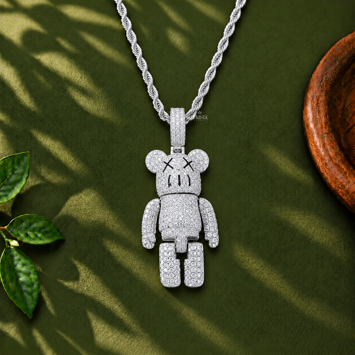 Iced Out Bear Pendant Moissanite in Diamond Silver Hip Hop Fine Jewelry Charm