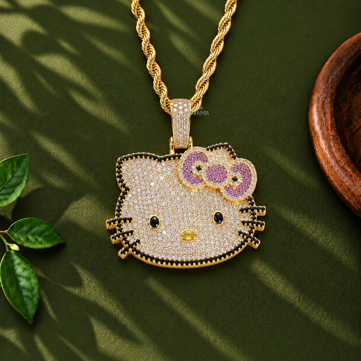Iced Out Kitty Cat Pendant Moissanite in Diamond Silver Hip Hop Jewelry Charm