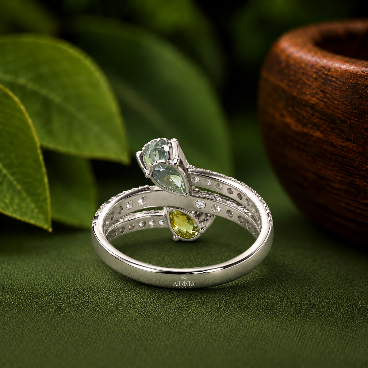 Toi Et Moi Pear Cut Color Diamond Ring Lab Grown in Diamond Luxury Gold Jewelry