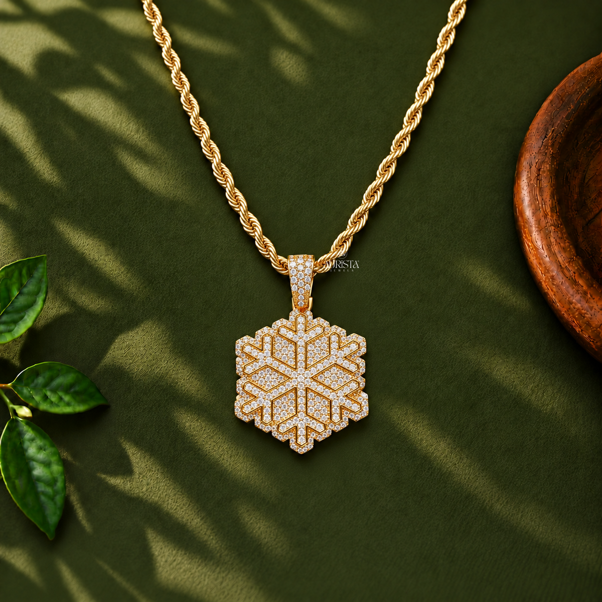 Winter Snowflake Pendant Necklace Charm Moissanite in Diamond Luxury Ice Jewelry