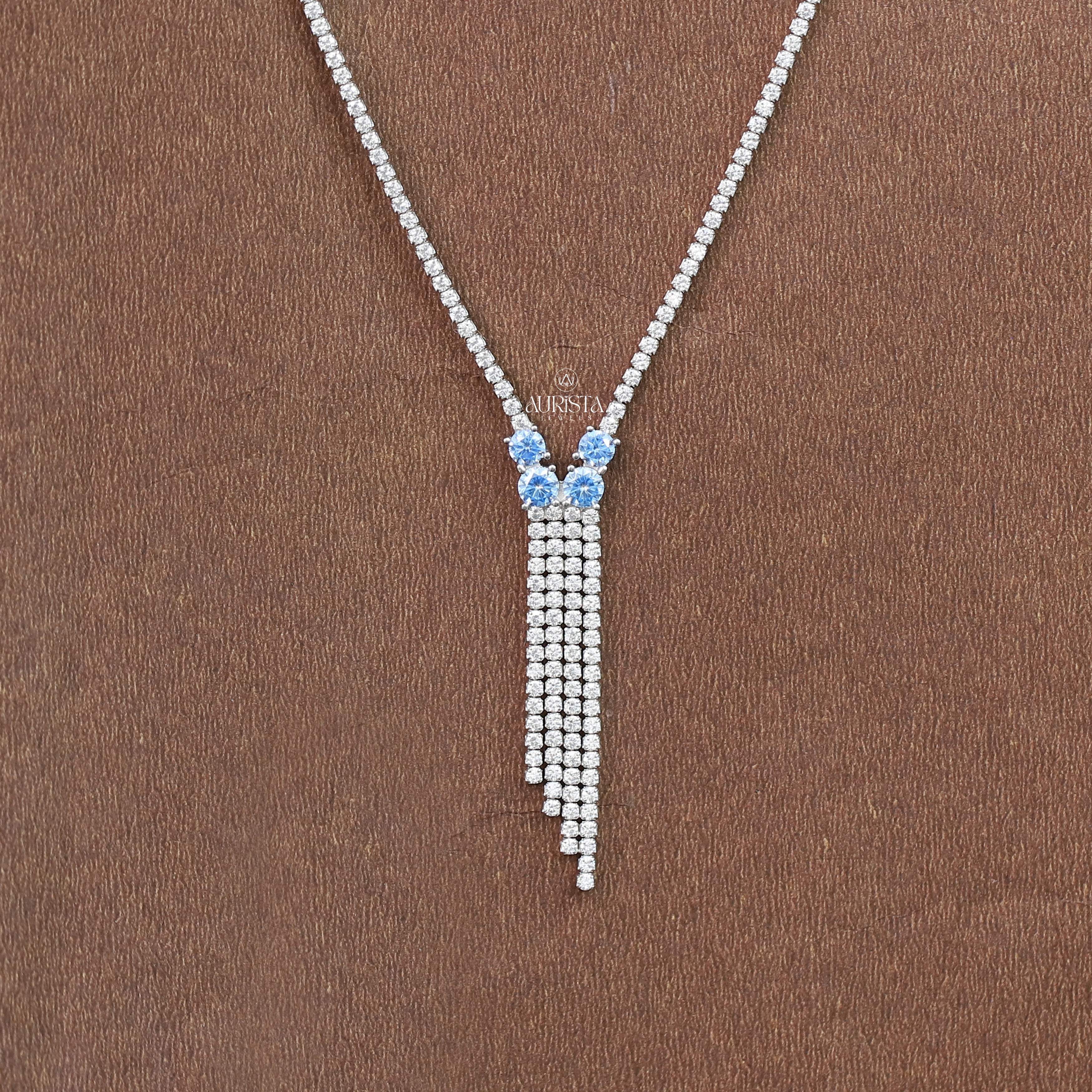 Round Cut Moissanite Tassel Necklace Elegant Statement Jewelry Bridal Gift For Her
