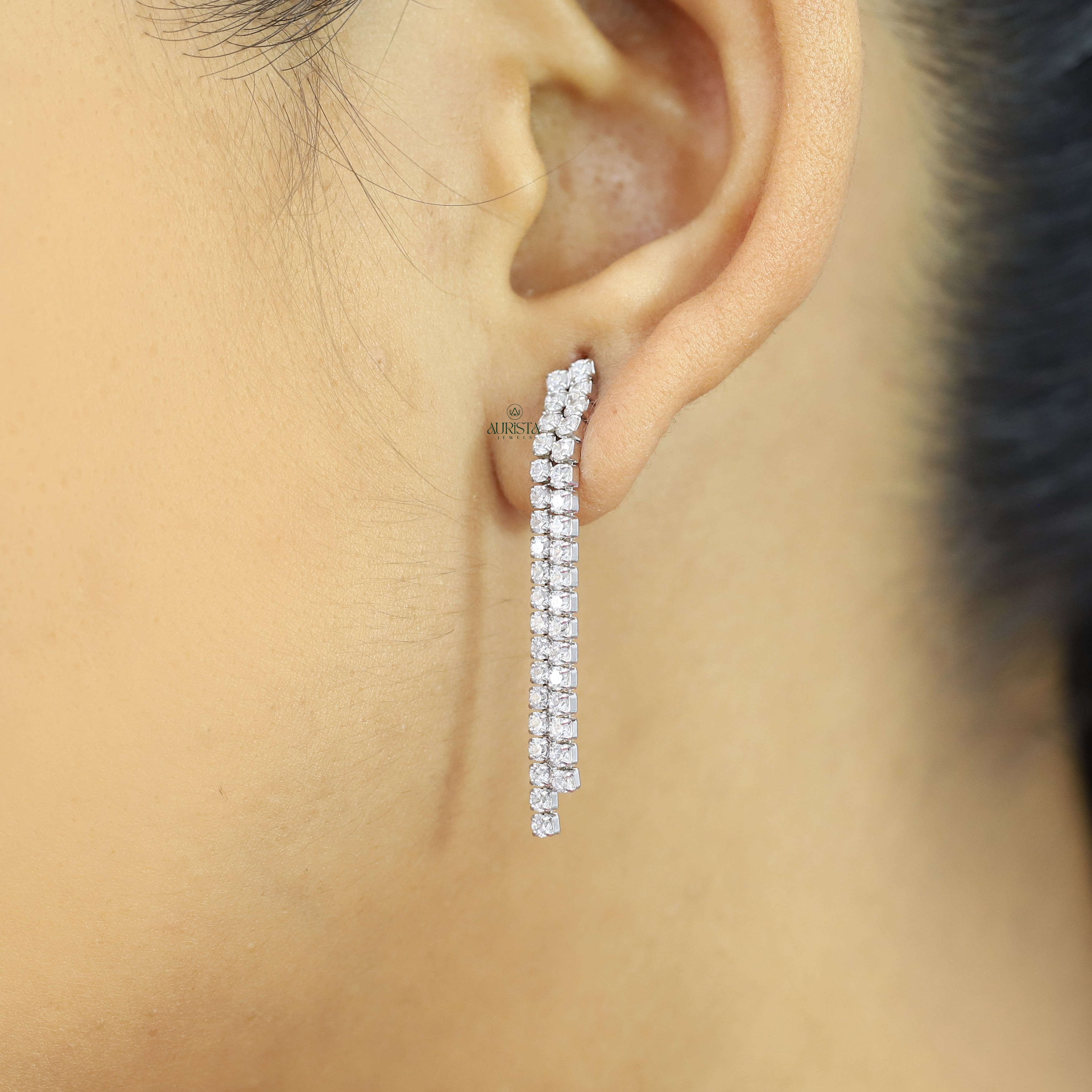 Round Cut Moissanite Tassel Necklace Elegant Statement Jewelry Bridal Gift For Her