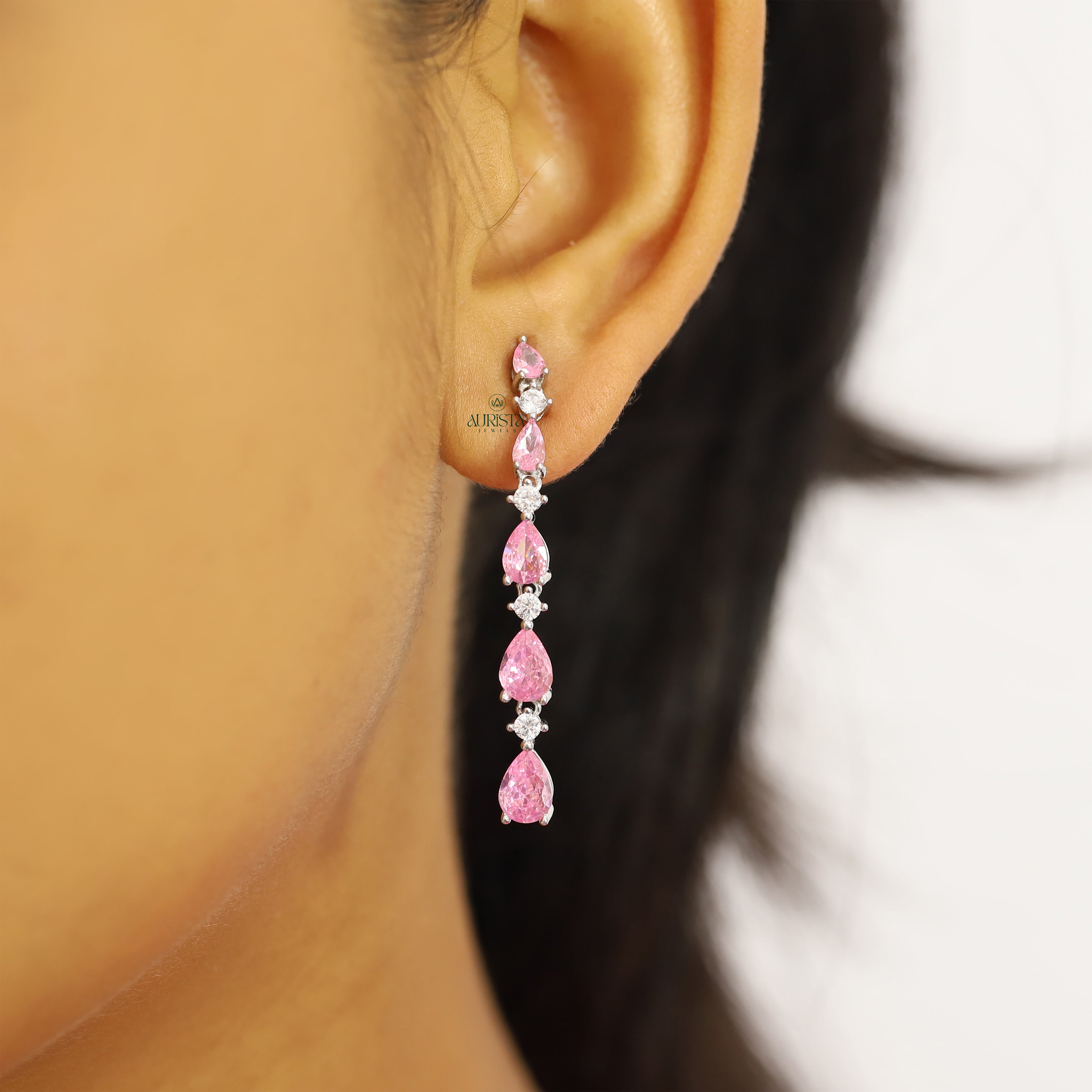 Unique Pink Pear Cut Drop Necklace Statement Moissanite Jewelry Elegant Gift For Her