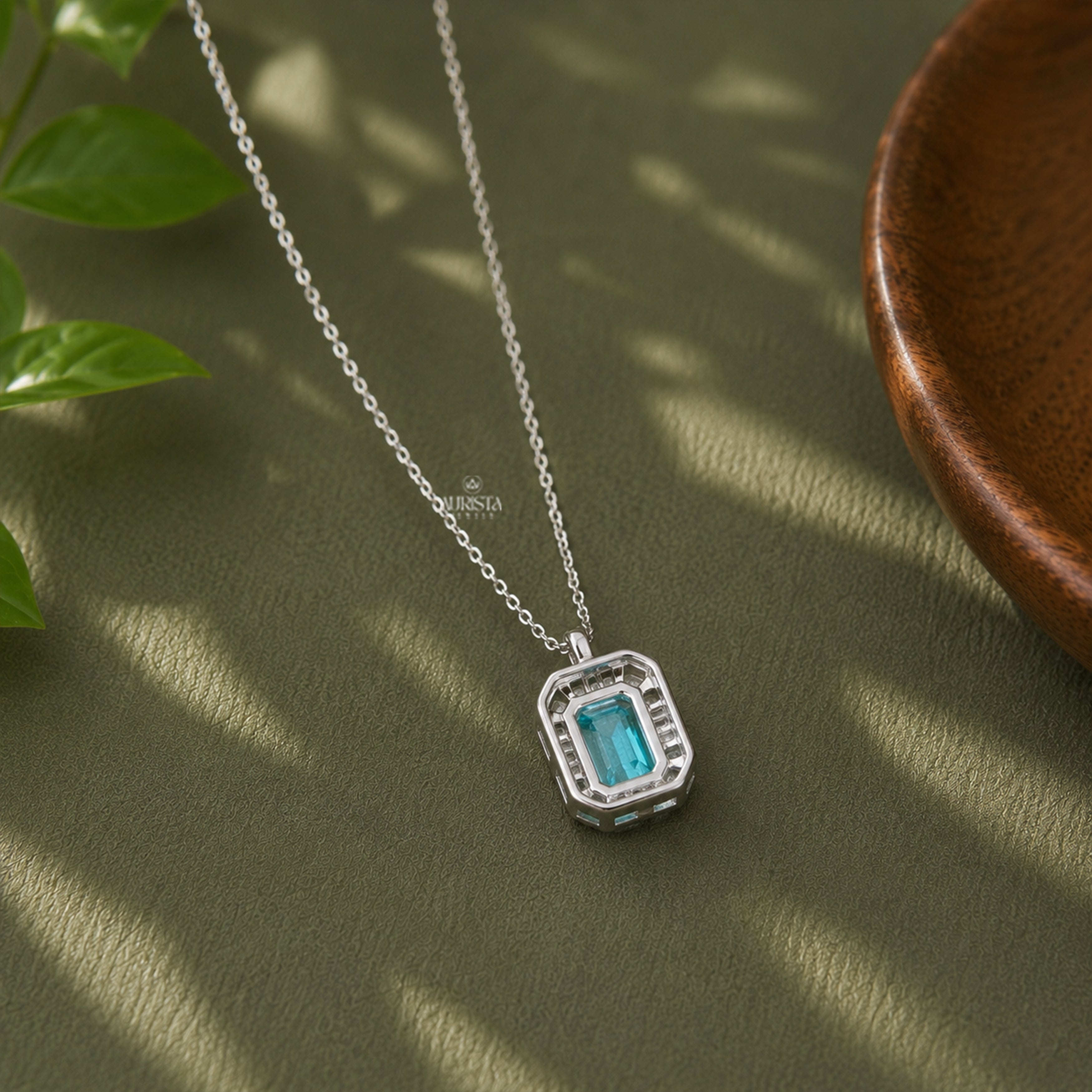 Luxury Radiant Cut Cyan Gemstone Pendant Exclusive Moissanite Jewelry For Her