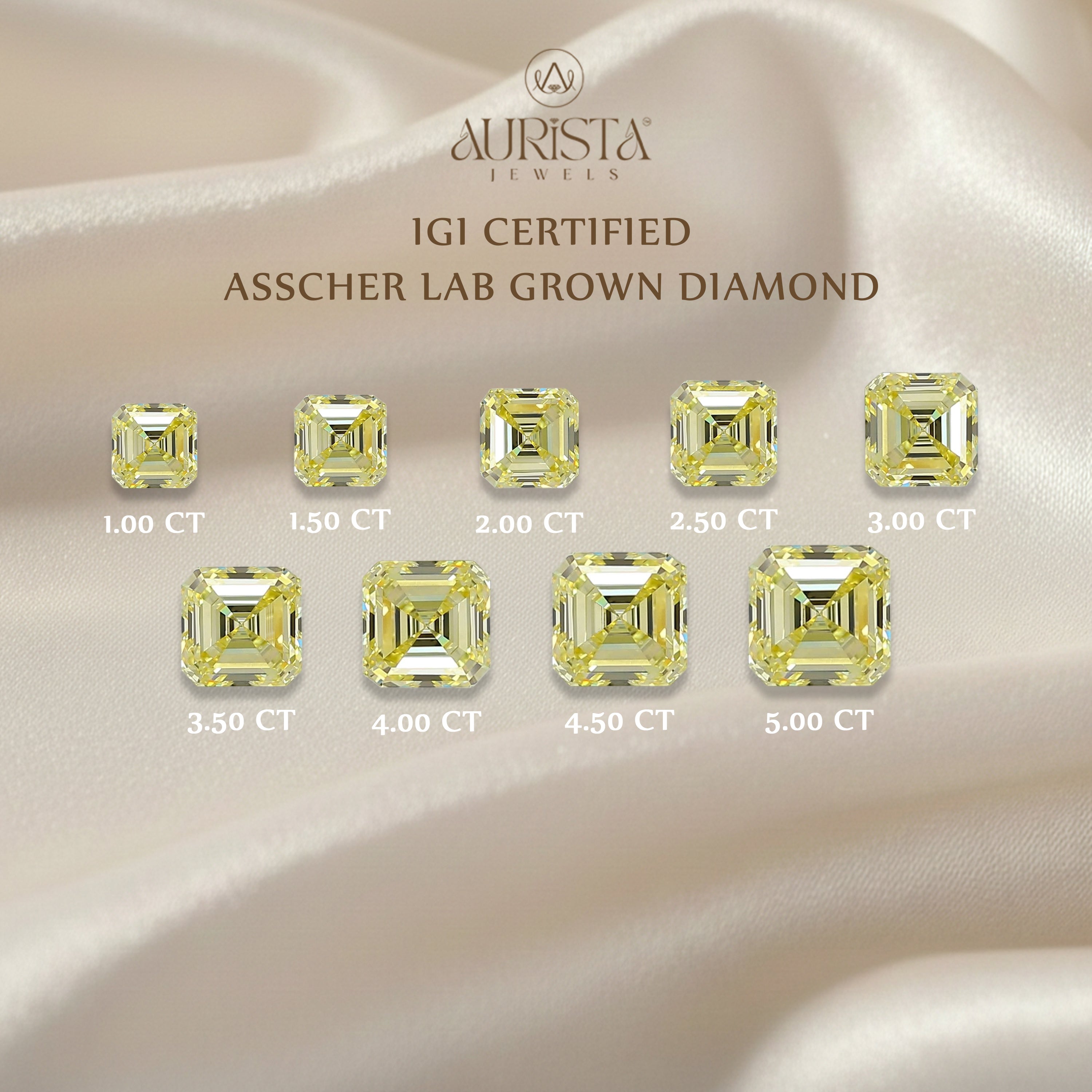 IGI Certified 1.00-5.00 CT Asscher Shape Lab Diamond for Jewelry