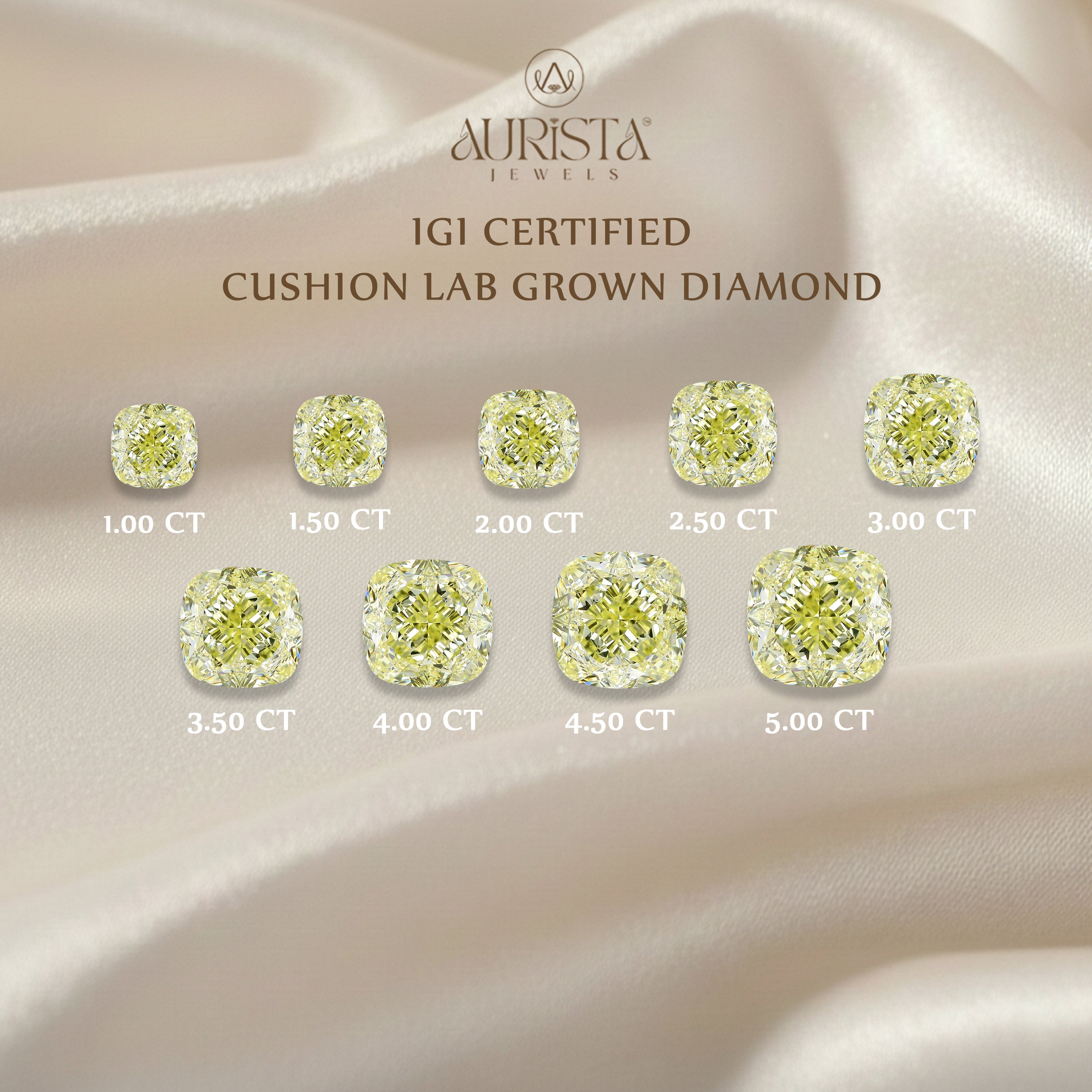IGI Certified 1.00-5.00 CT Cushion Shape Lab Diamond for Jewelry