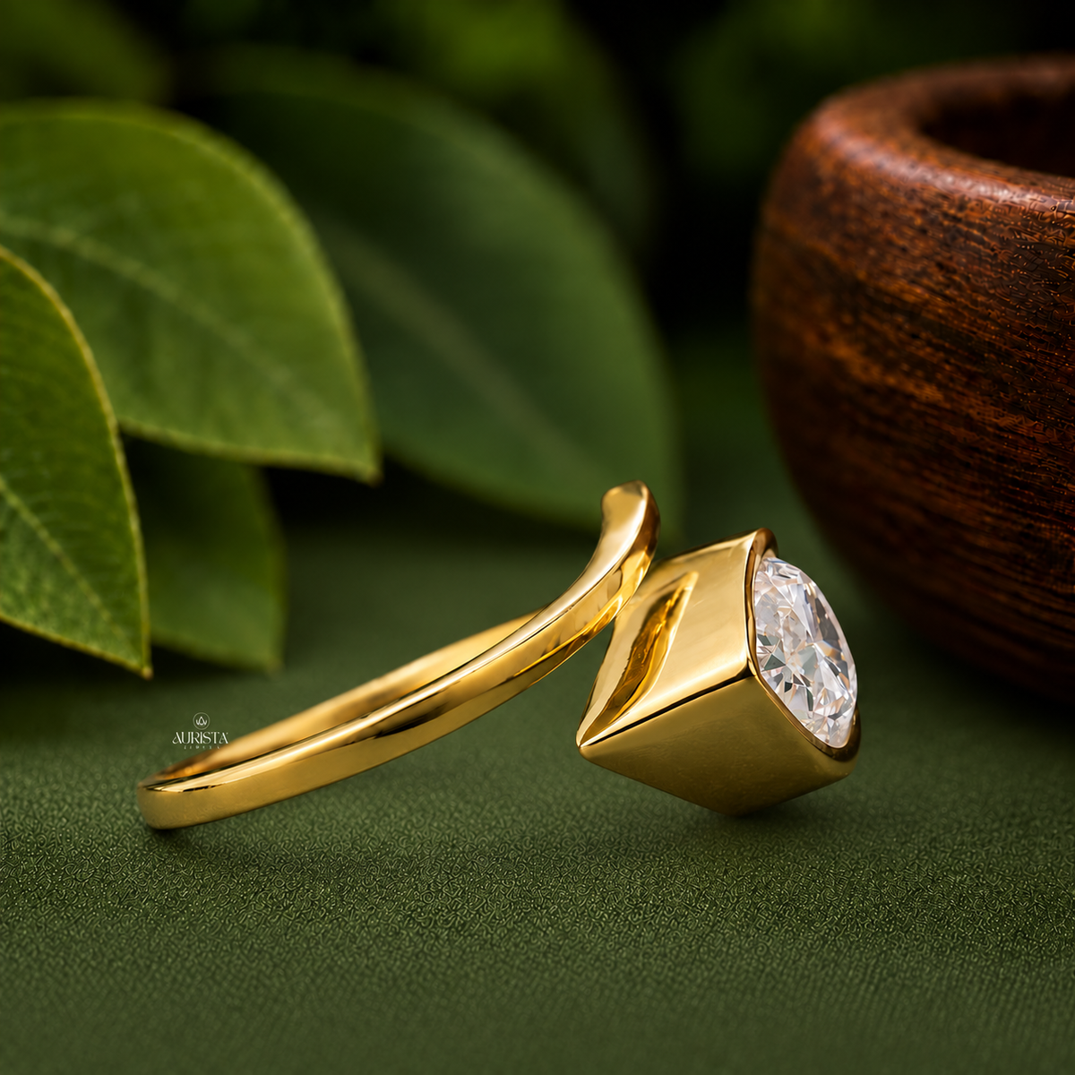 Pear Cut Lab Grown Diamond Bypass Ring,Solitaire Ring Minimalist Engagement Wedding