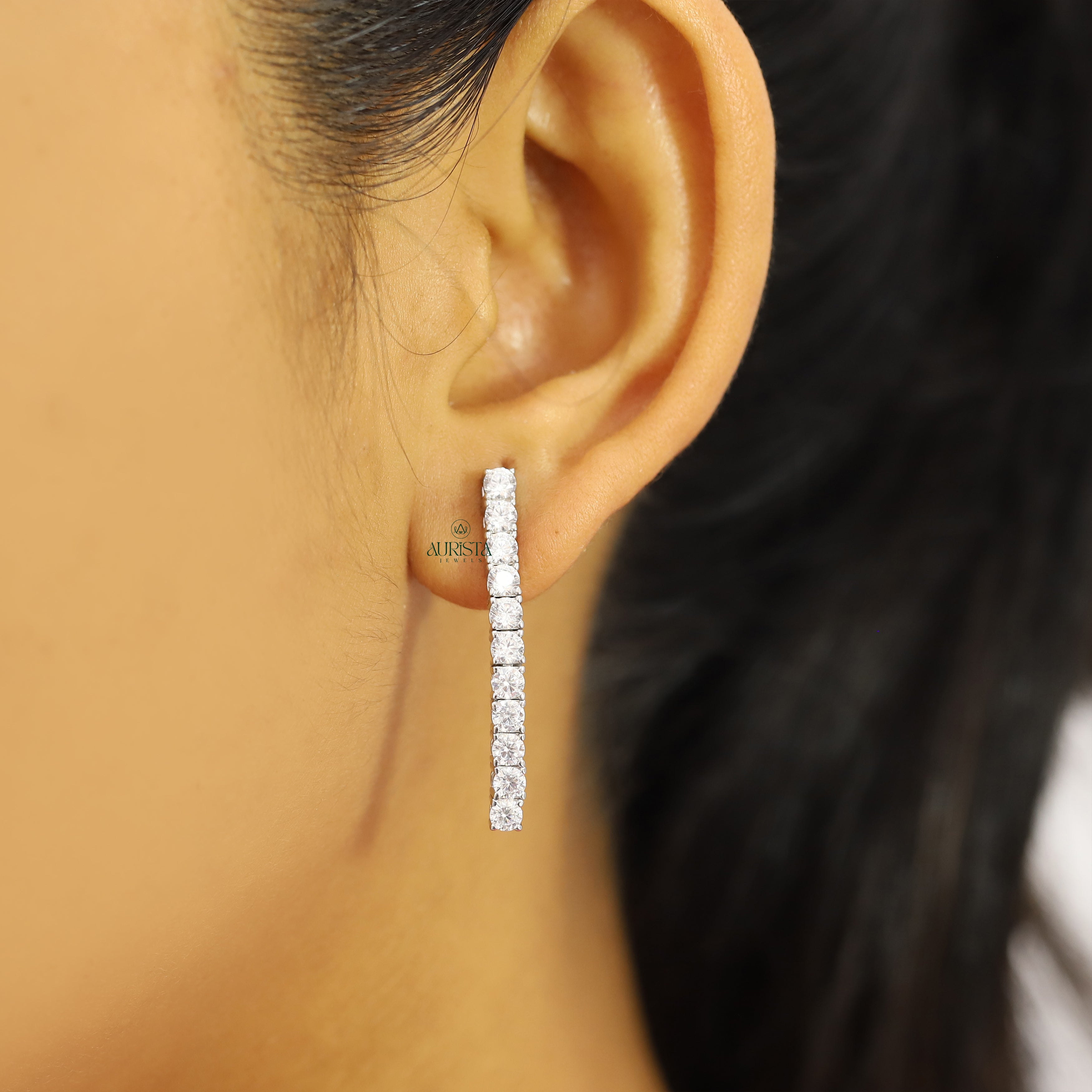 Round Cut Moissanite Tennis Necklace Minimalist Layering Jewelry Gift For Her