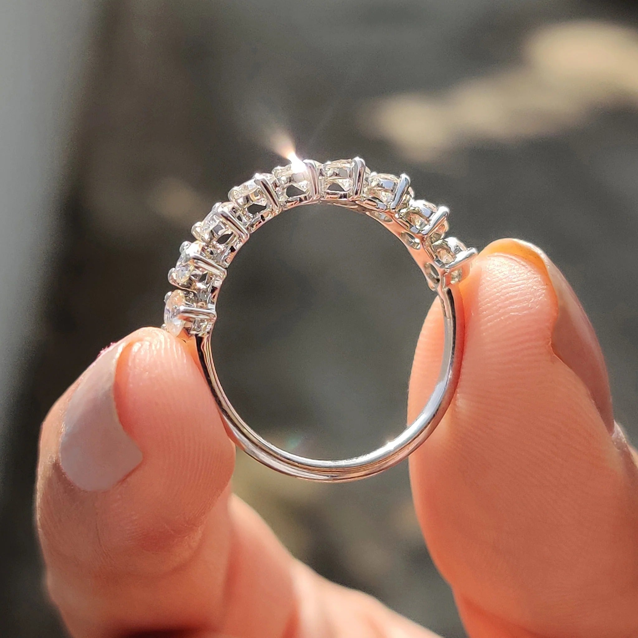Moissanite Diamond Twisted Rope Band White Gold Minimalist Stackable Wedding Ring