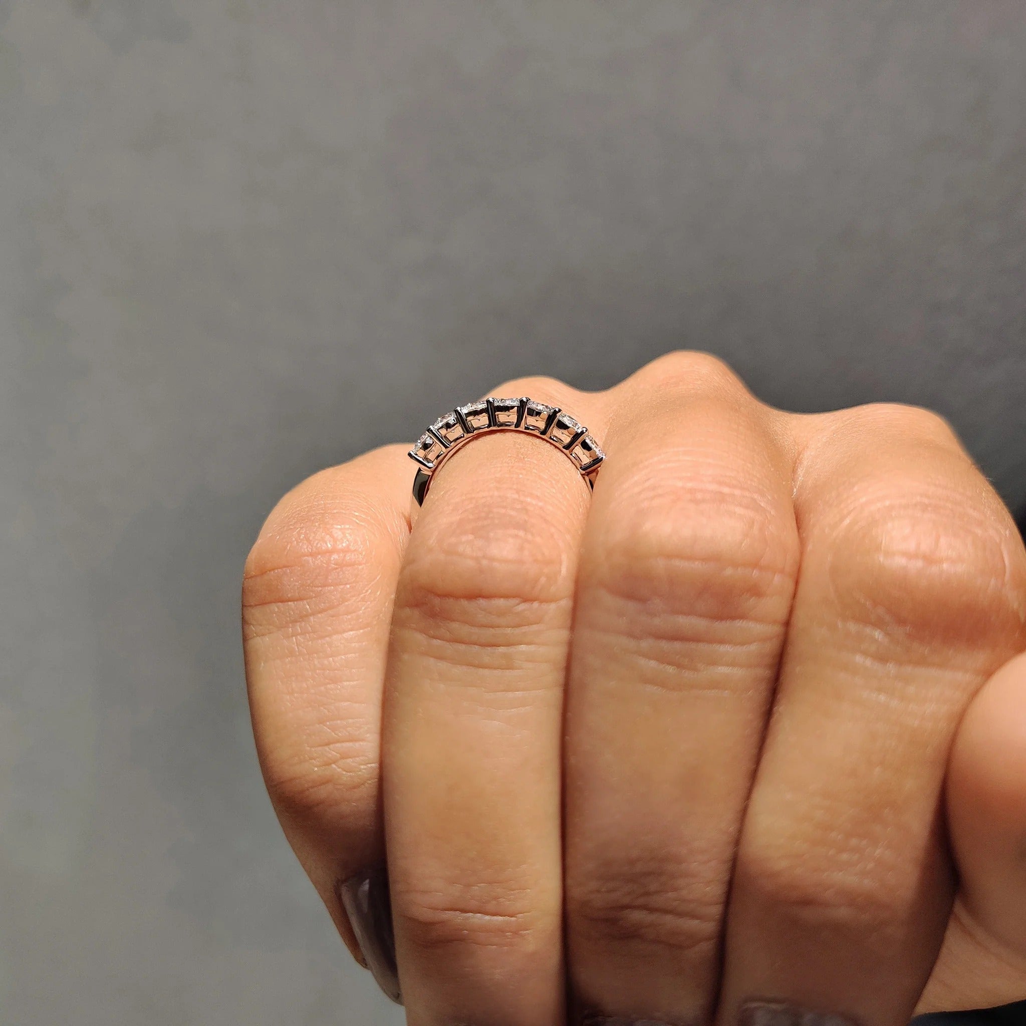 Round Cut Moissanite Diamond Anniversary Band Minimalist Stackable Wedding Ring Band