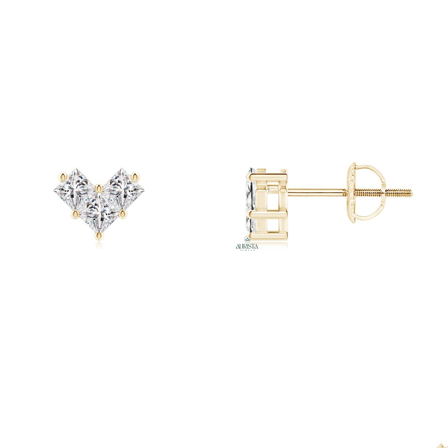 Royal Stud Earrings with Precious Round Diamond