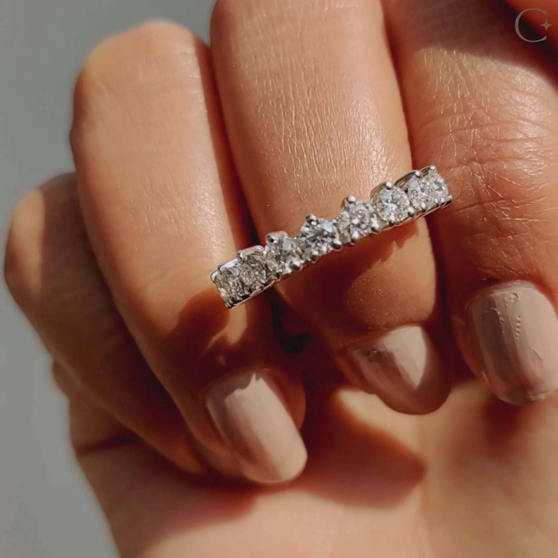 Moissanite Diamond Twisted Rope Band White Gold Minimalist Stackable Wedding Ring