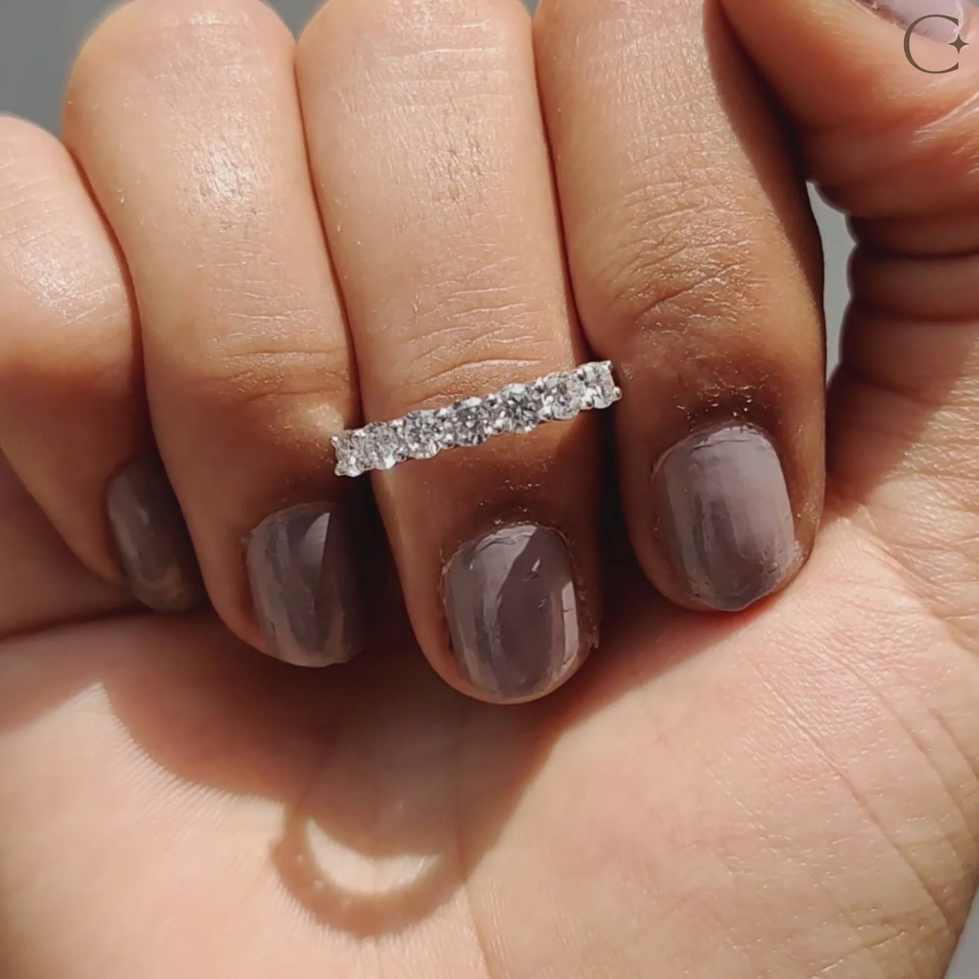 Round Cut Moissanite Diamond Anniversary Band Minimalist Stackable Wedding Ring Band