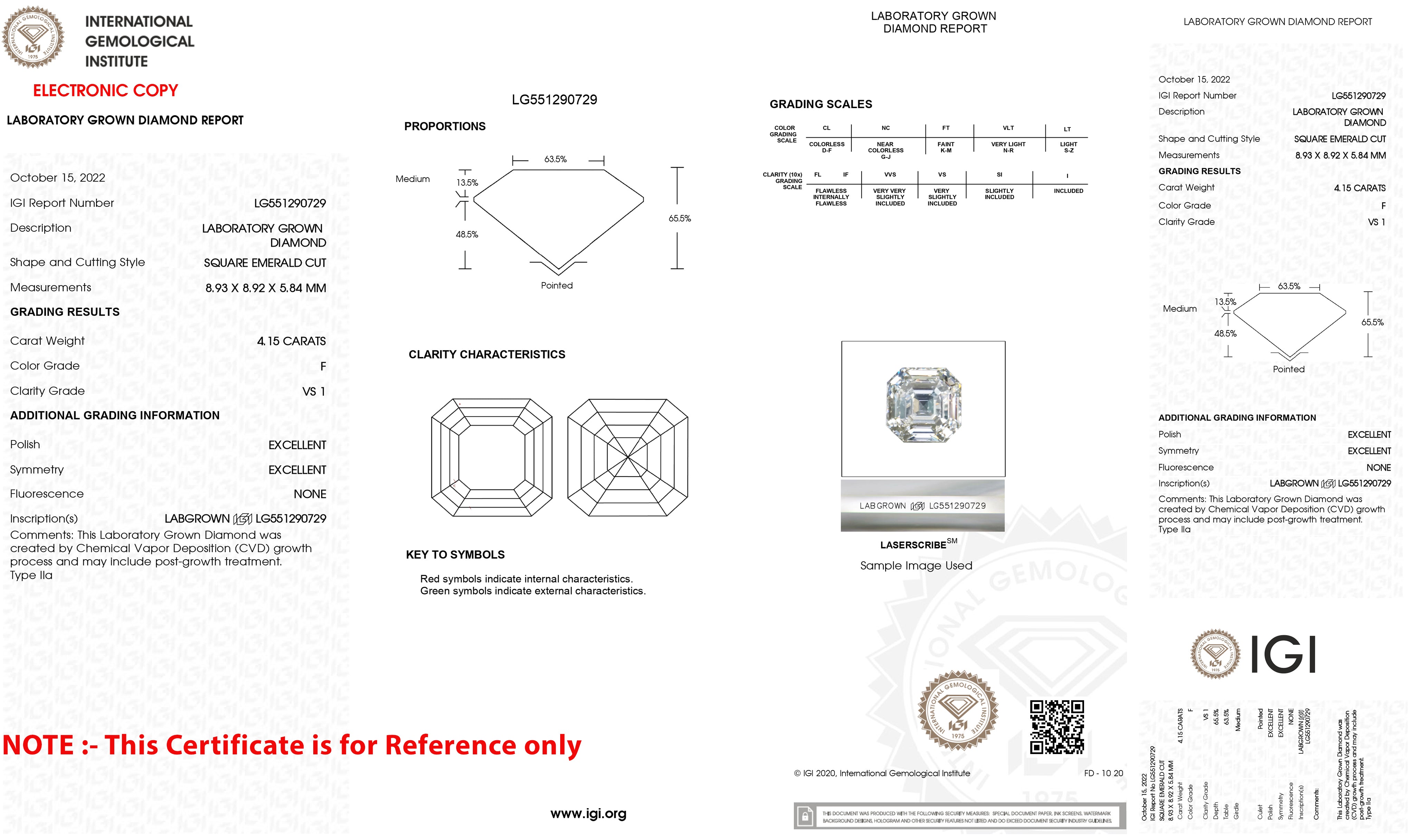 IGI Certified 1.00 CT Asscher Shape Lab Diamond for Jewelry