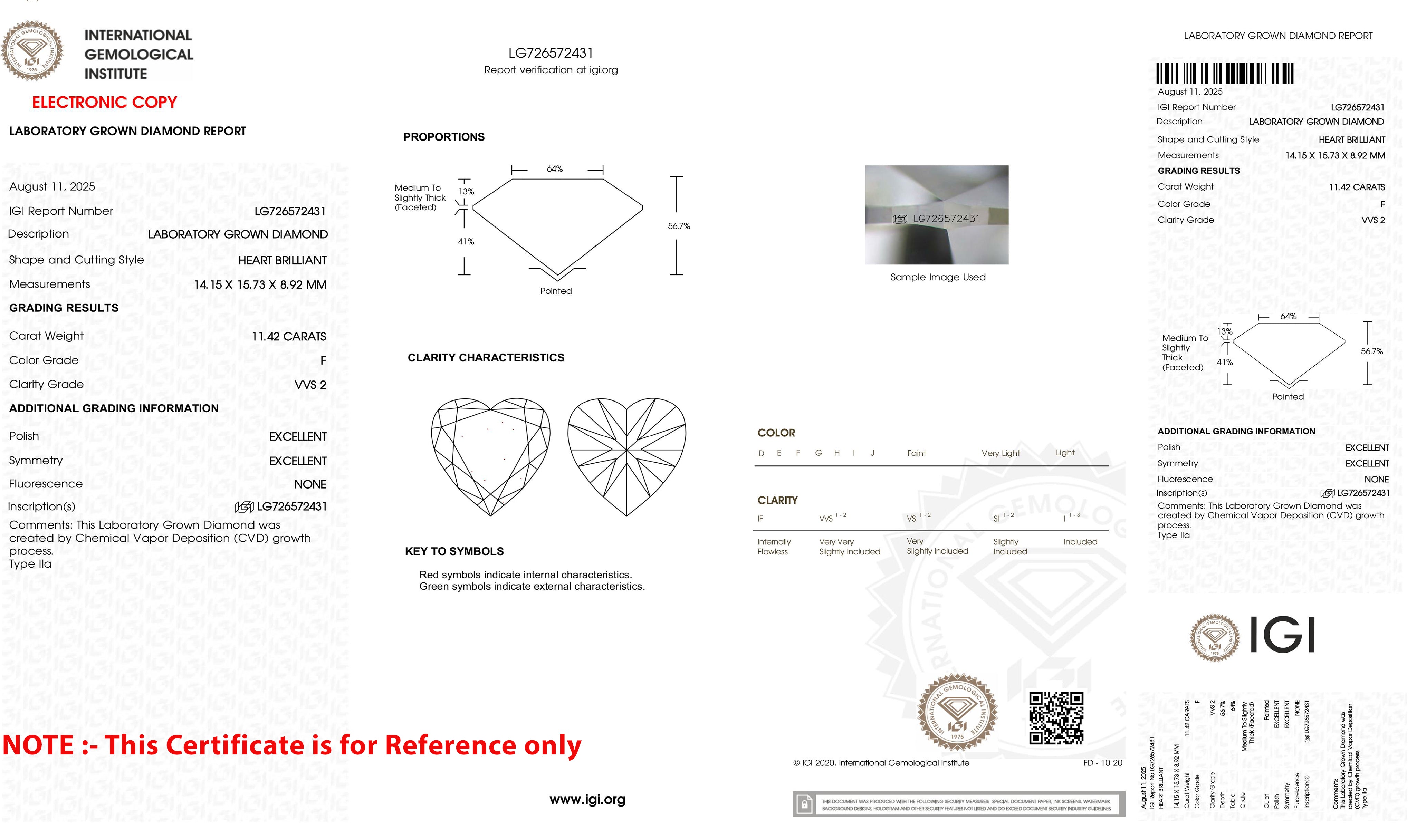 IGI Certified 2.50 CT Heart Shape Lab Diamond for Jewelry